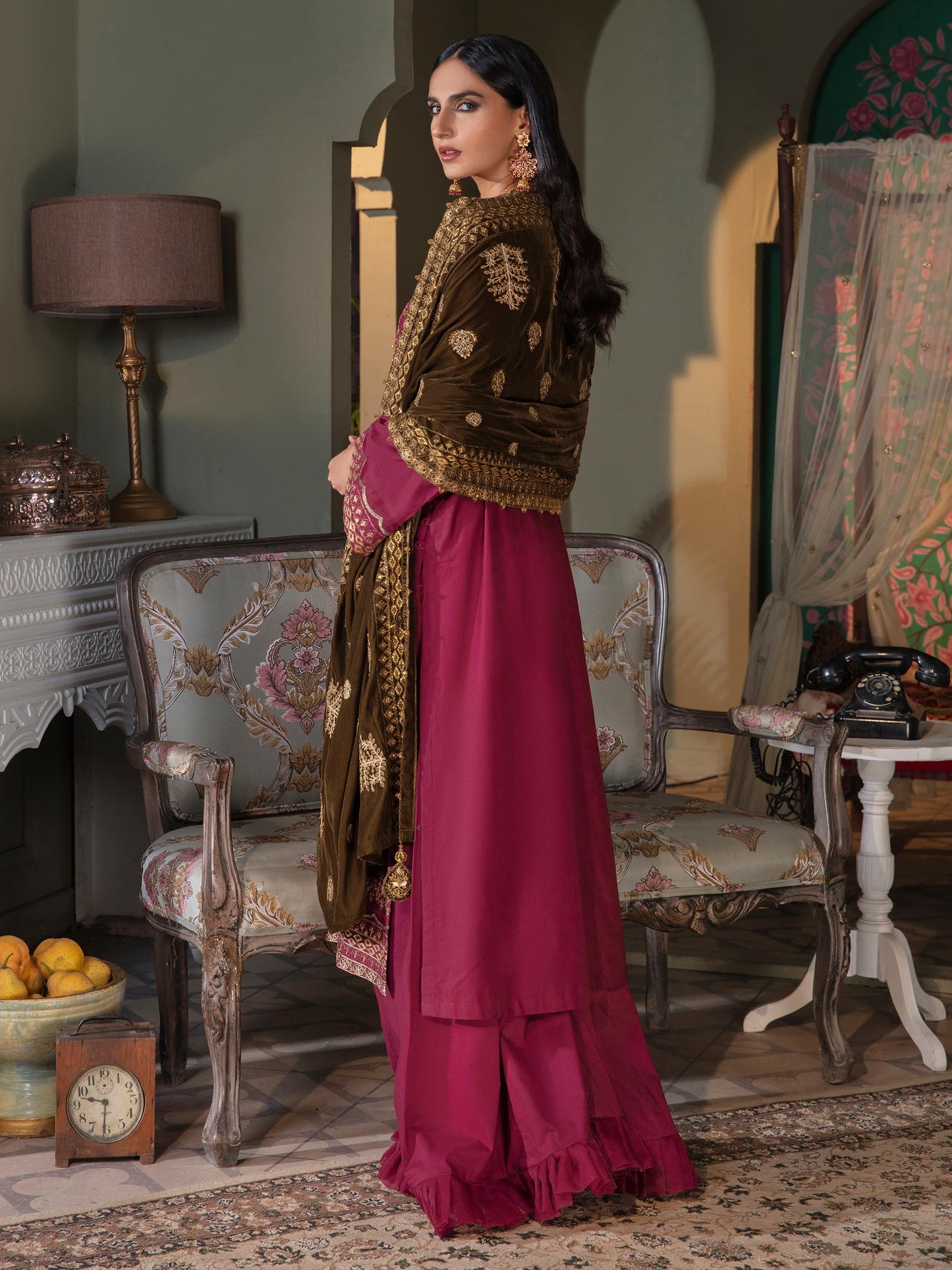 3 Piece Satin Suit-Embroidered(Unstitched)