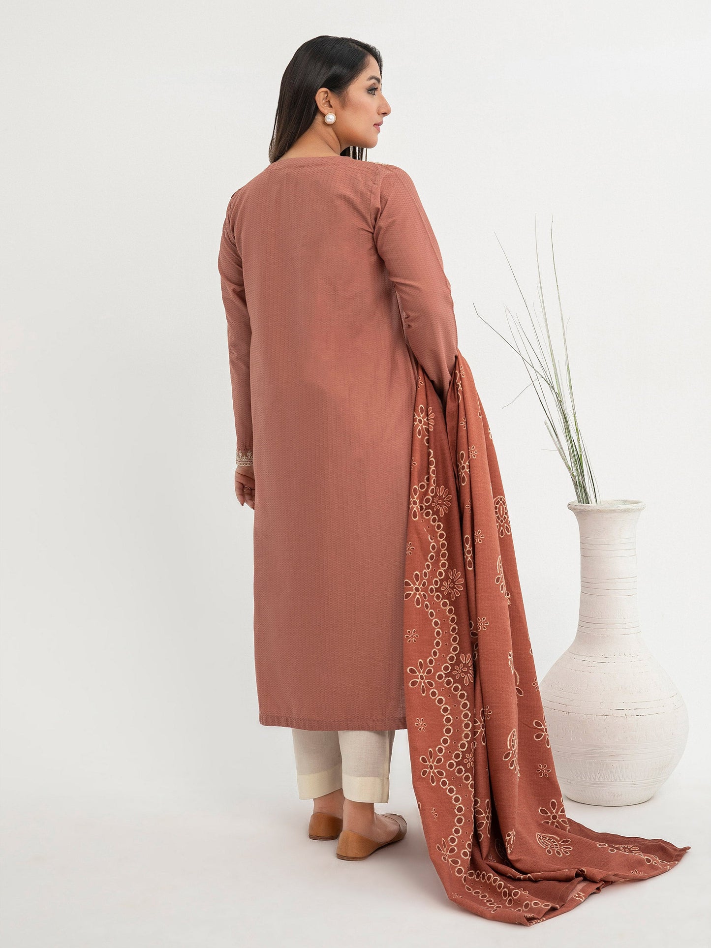 2 Piece Jacquard Suit-Embroidered (Pret)