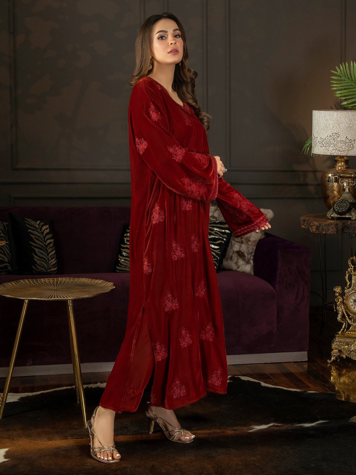 2 Piece Velvet Suit-Embroidered (Unstitched)