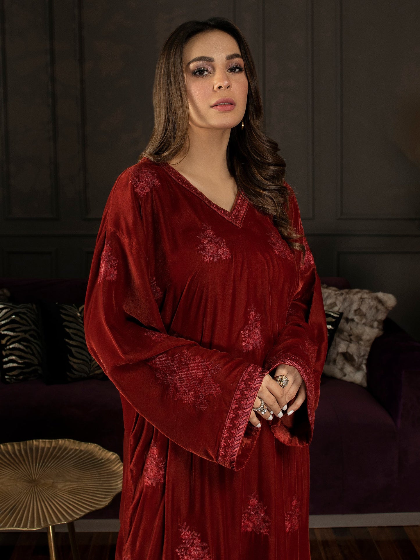 2 Piece Velvet Suit-Embroidered (Unstitched)