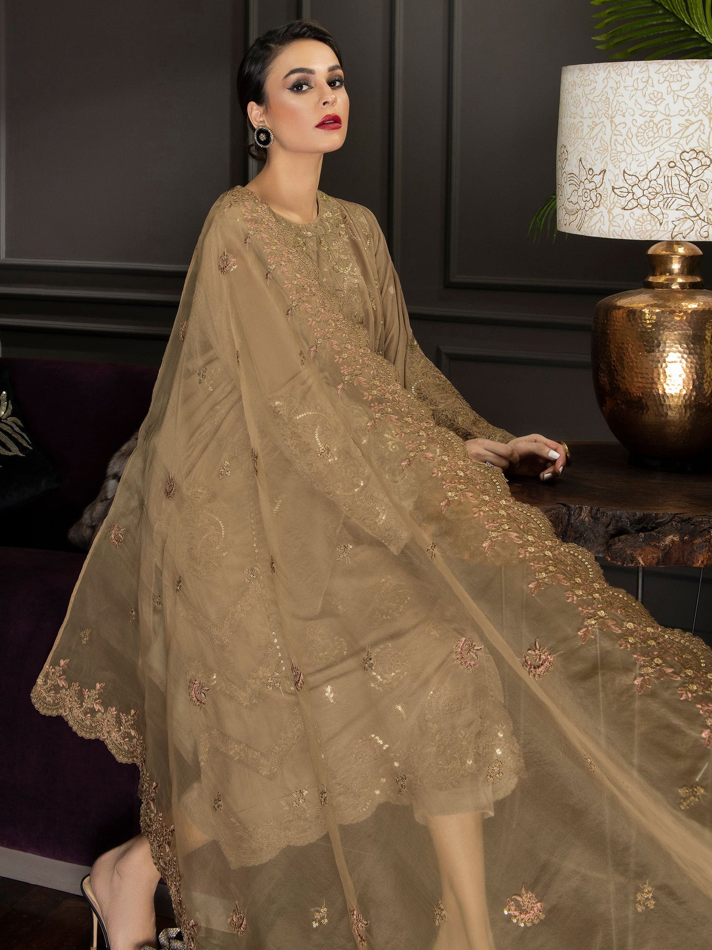 3 Piece Velvet Suit-Embroidered (Unstitched)
