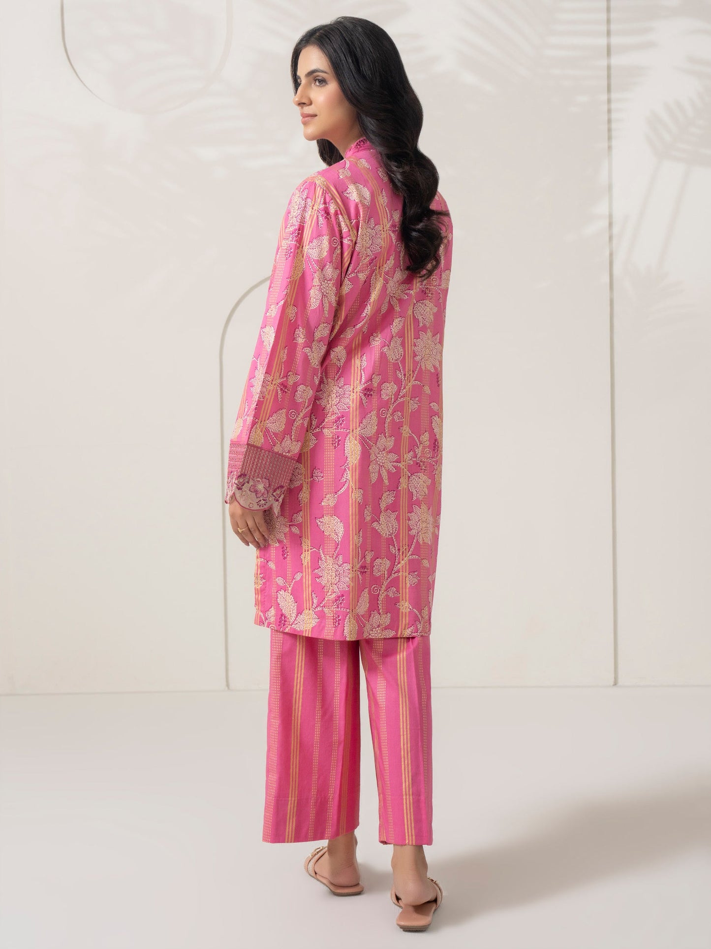 2 Piece Satin Suit-Embroidered (Pret)