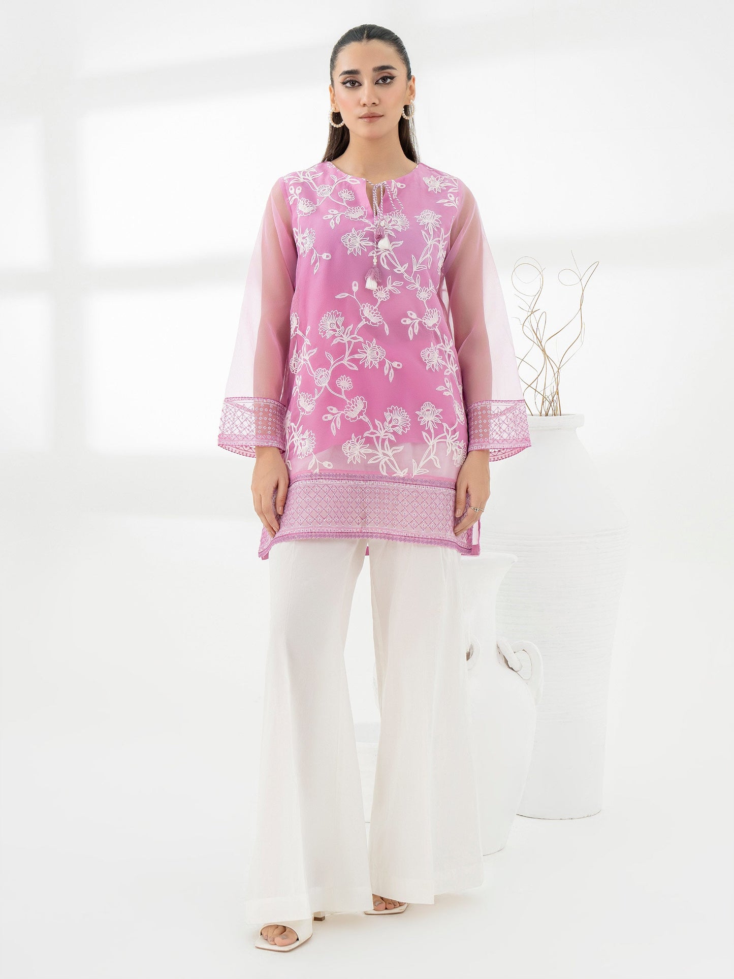 Organza Kurti-Embroidered (Pret)