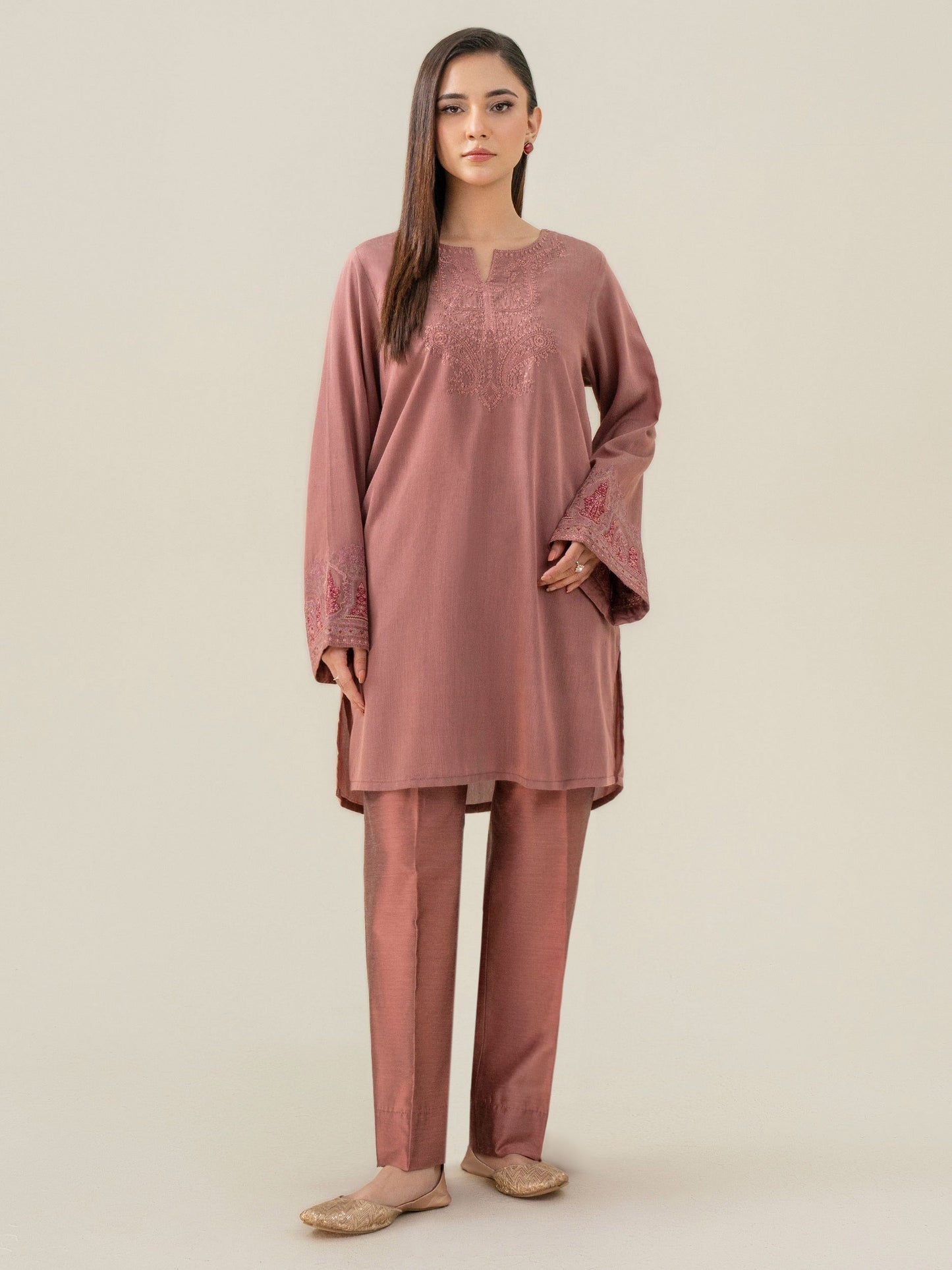Raw Silk Co-Ord Set-Embroidered (Pret)