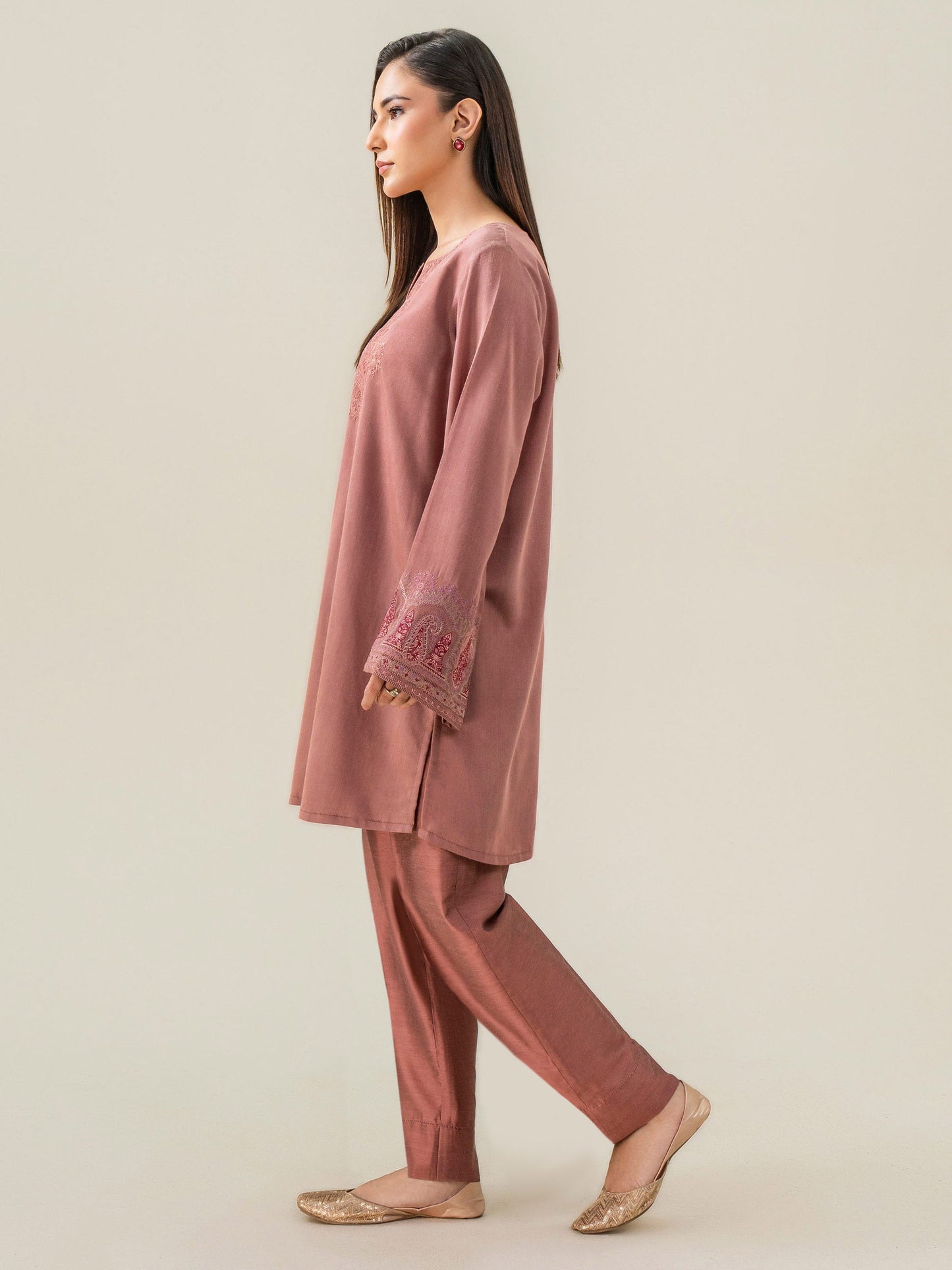 Raw Silk Co-Ord Set-Embroidered (Pret)