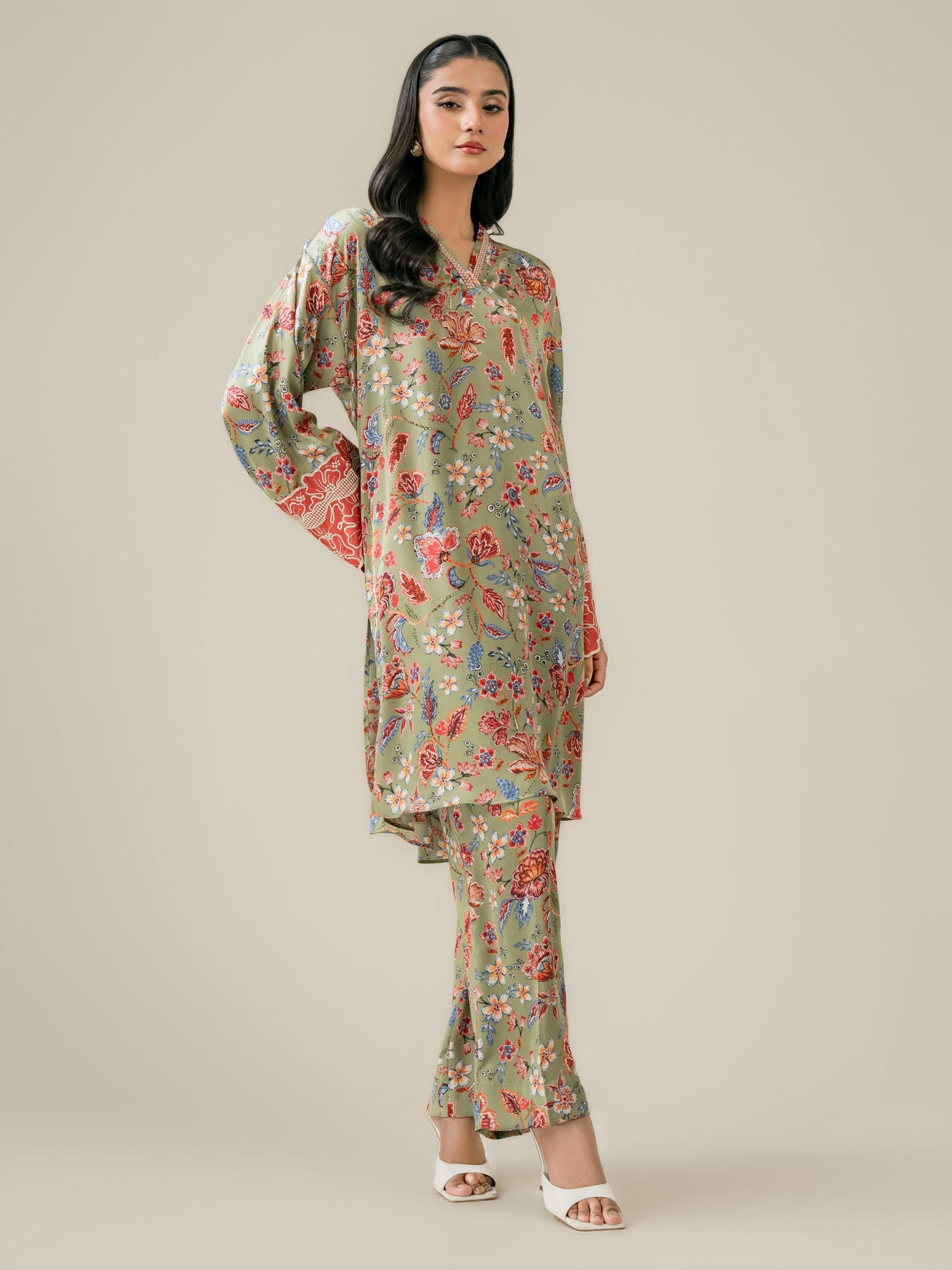 Silk Co-ord Set-Embellished (Pret)