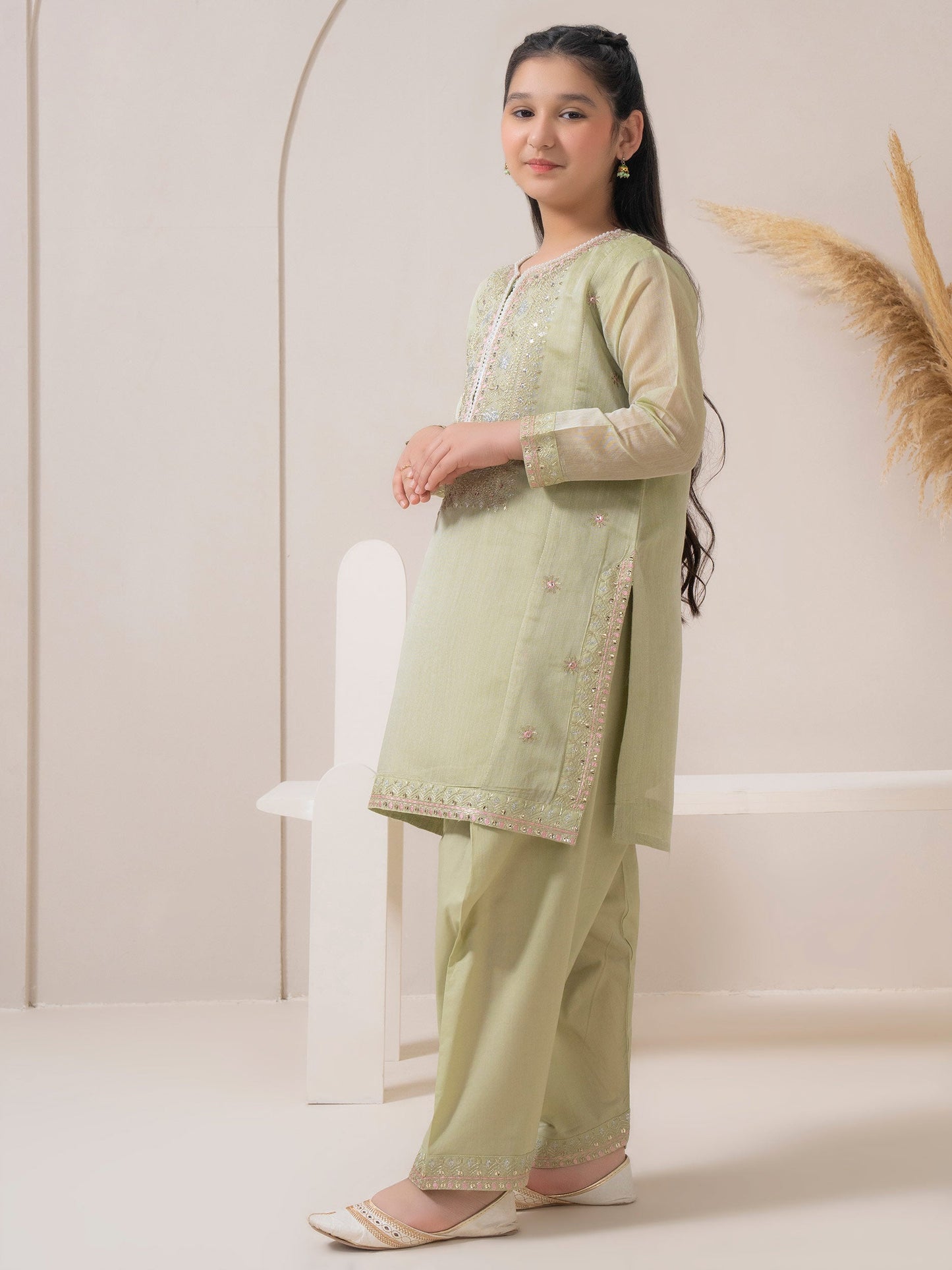 2 Piece Silk Suit-Embroidered
