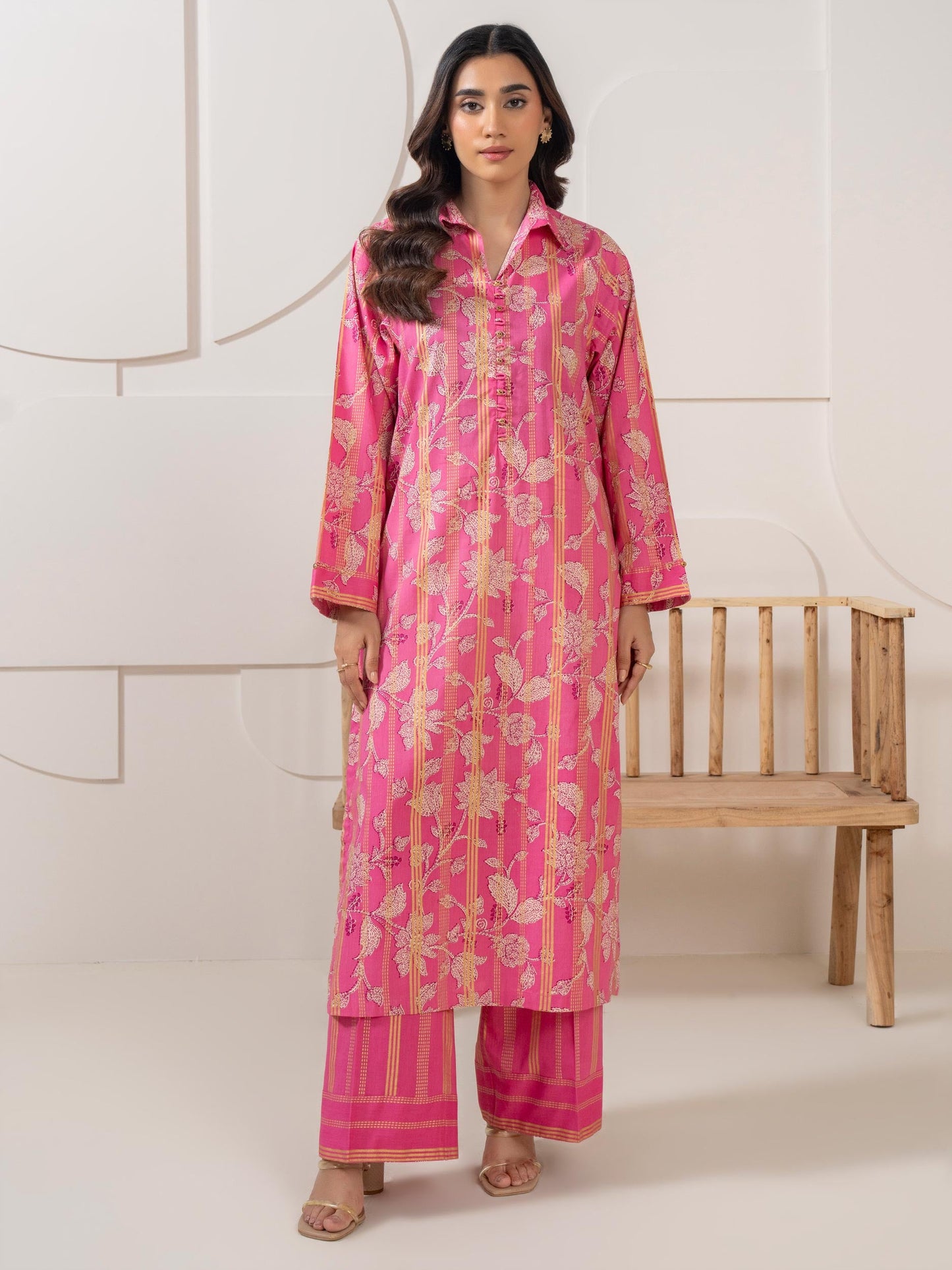 2 Piece Satin Suit Printed (Pret)