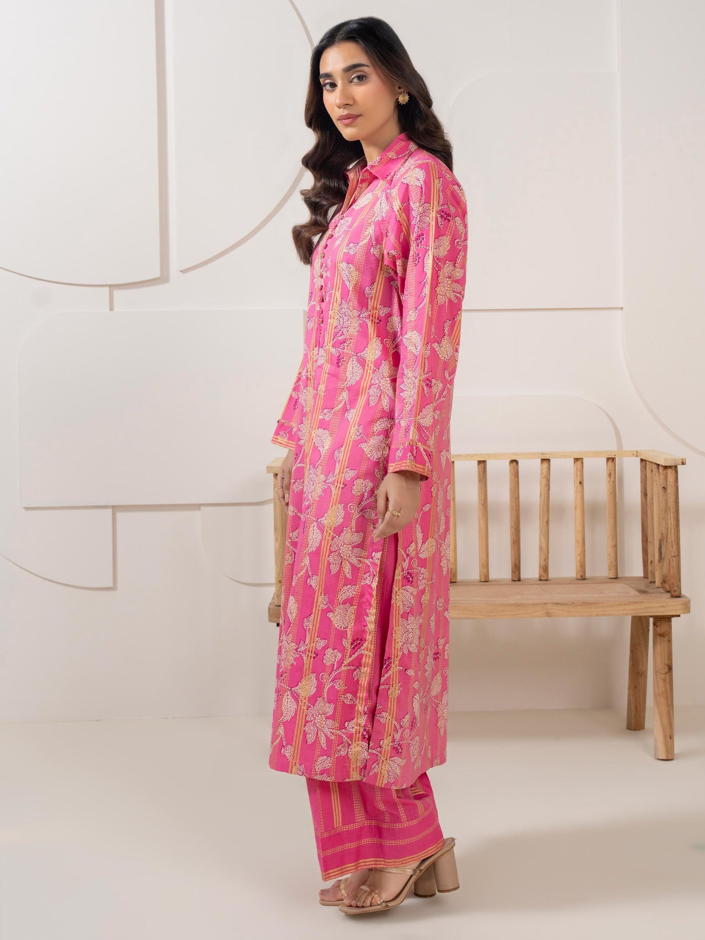 2 Piece Satin Suit Printed (Pret)