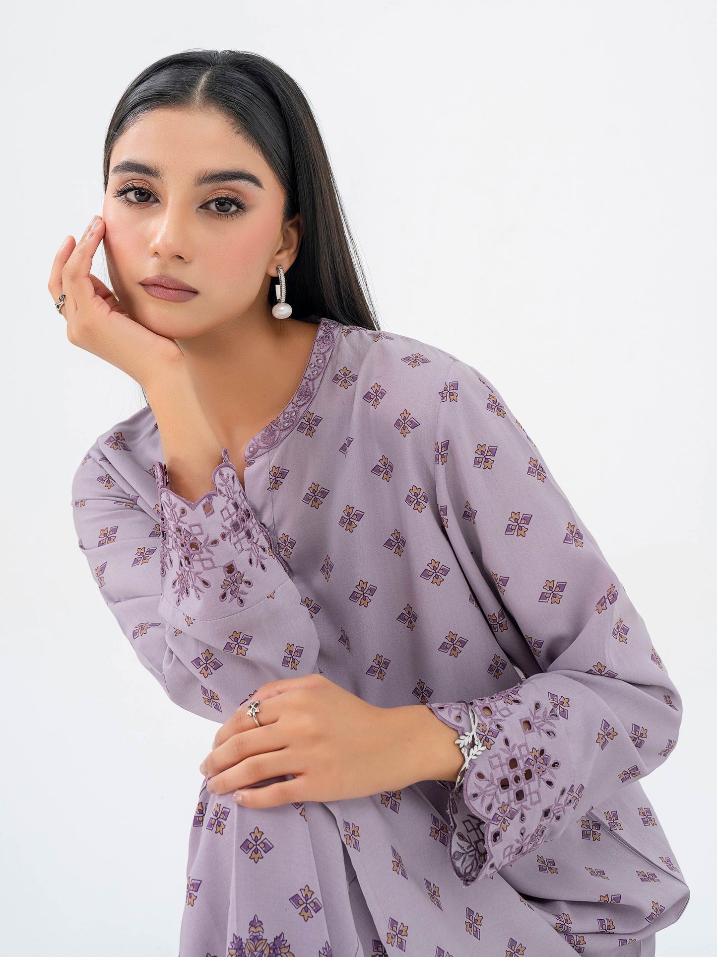 2 Piece Linen Suit-Embroidered (Pret)
