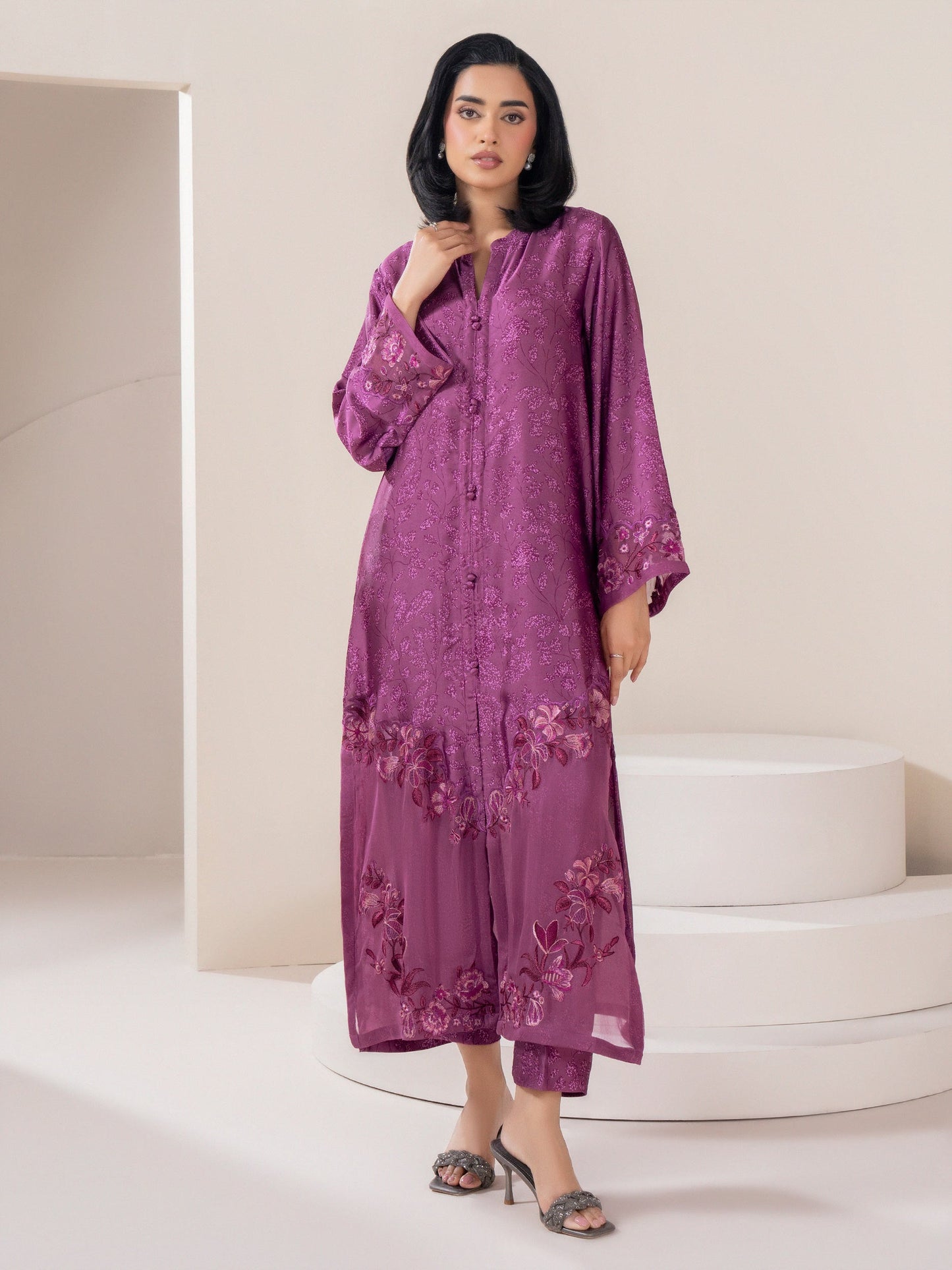 2 Piece Silk Suit-Embroidered (Pret)