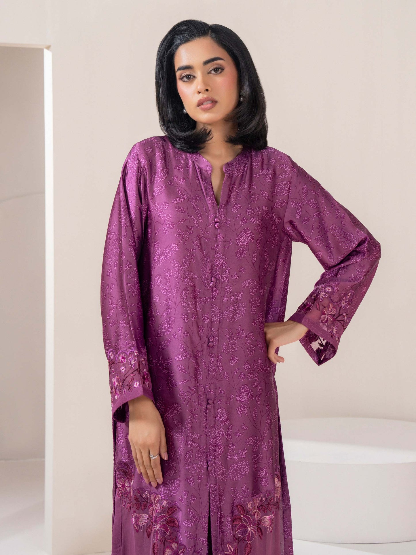 2 Piece Silk Suit-Embroidered (Pret)
