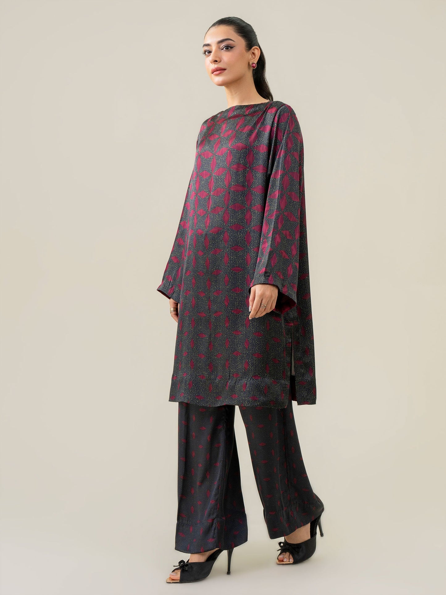 Silk Co-ord Set-Printed (Pret)