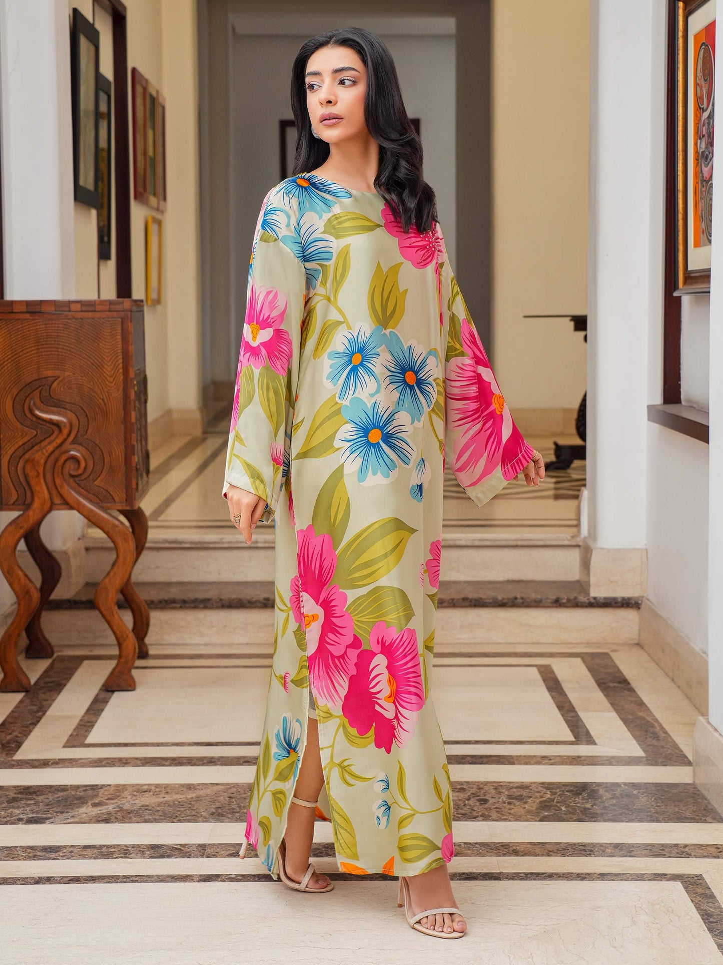 Silk Kaftan-Printed (Pret)