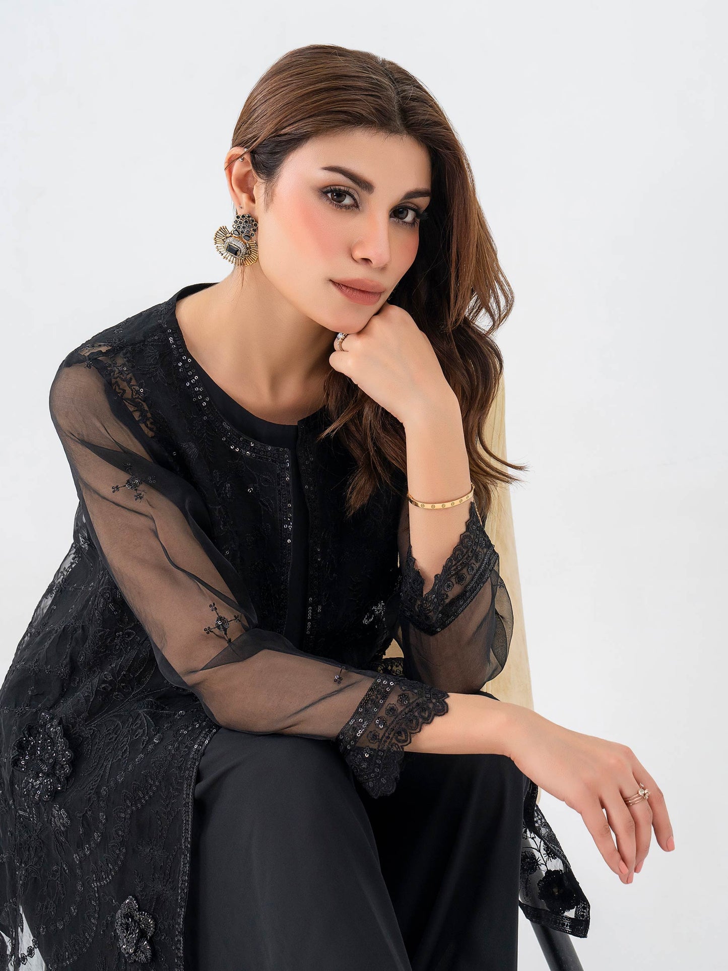2 Piece Organza Suit-Embroidered (Pret)