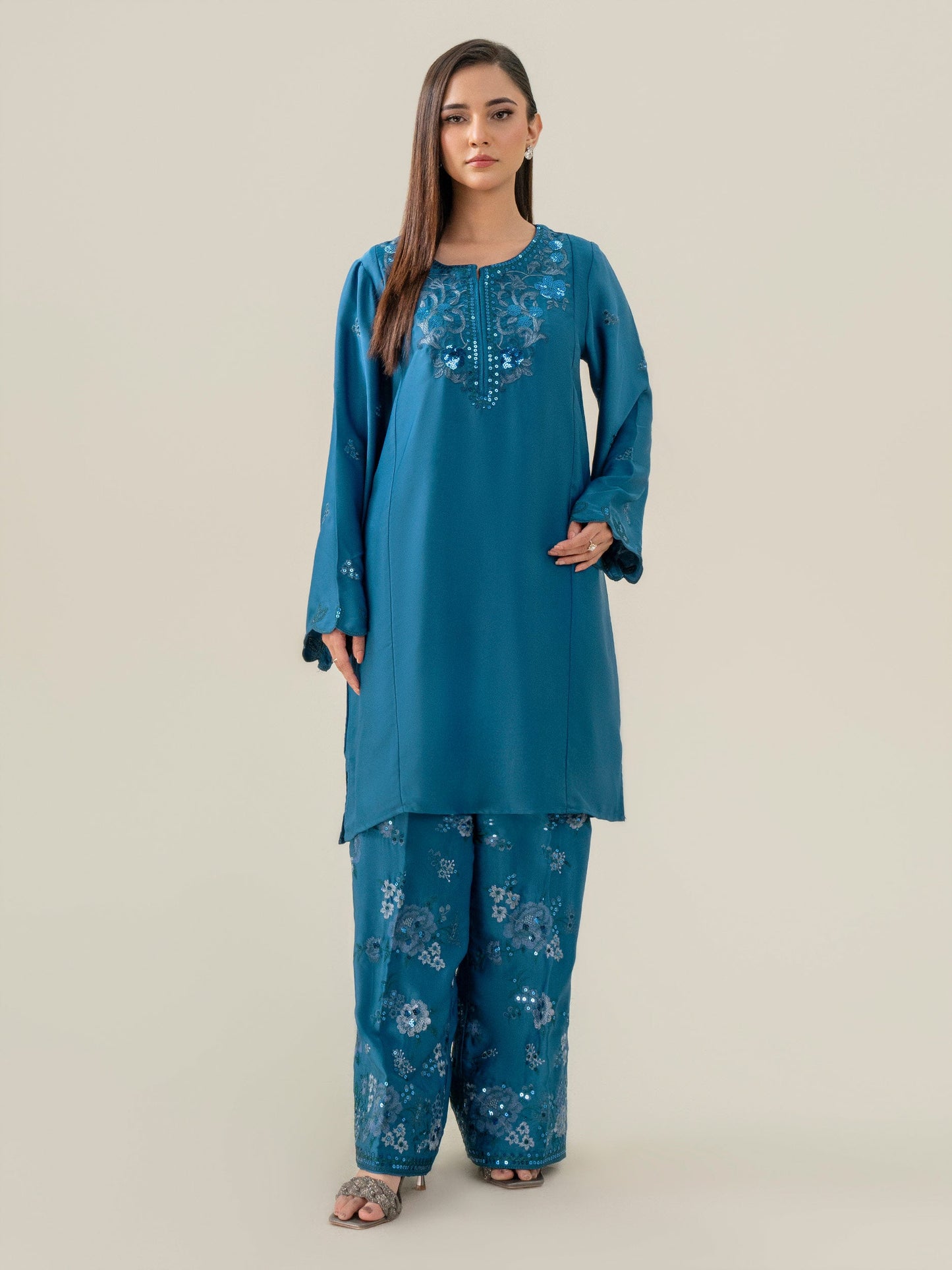 2 Piece Silk Suit-Embroidered (Pret)