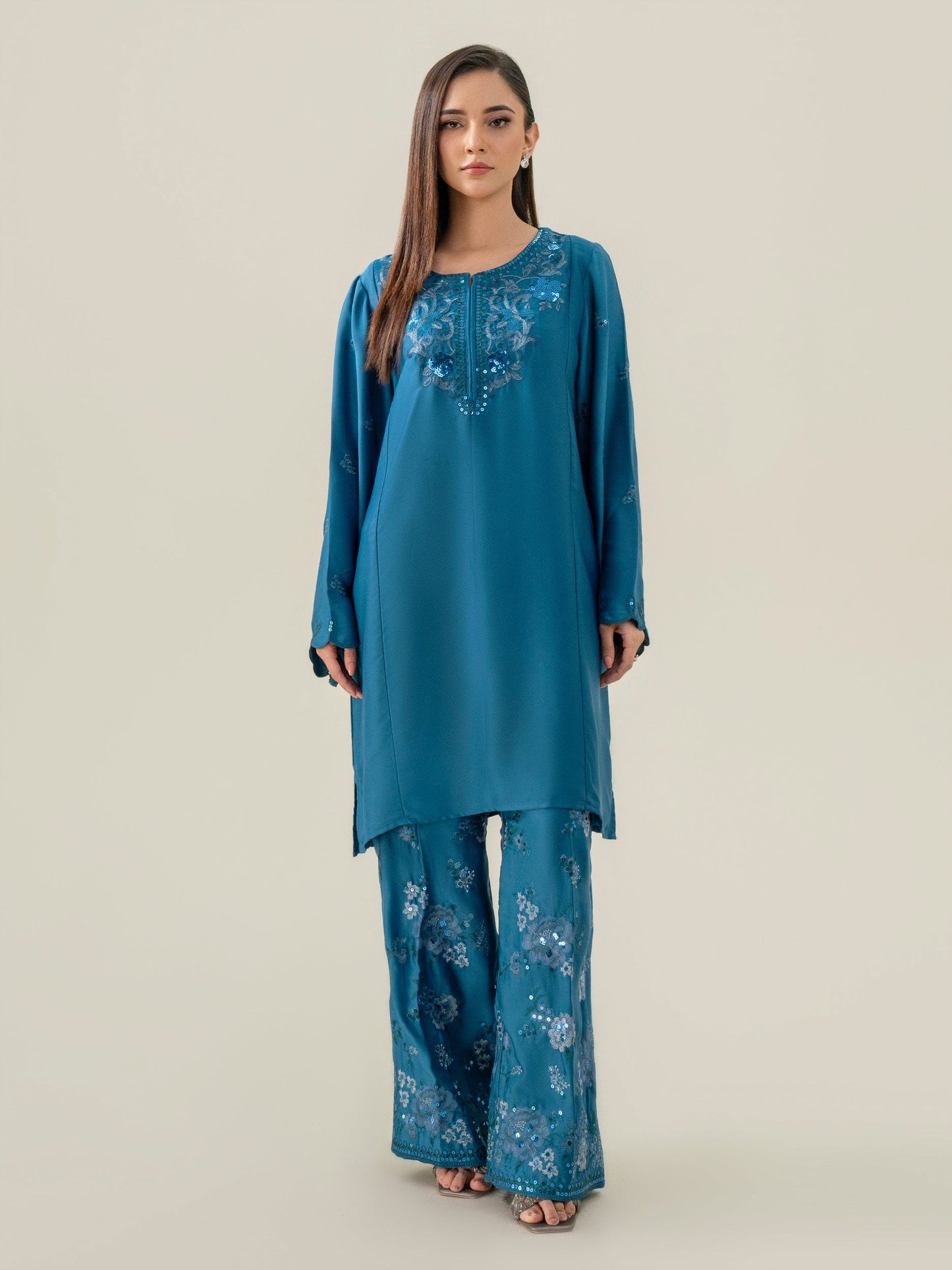2 Piece Silk Suit-Embroidered (Pret)