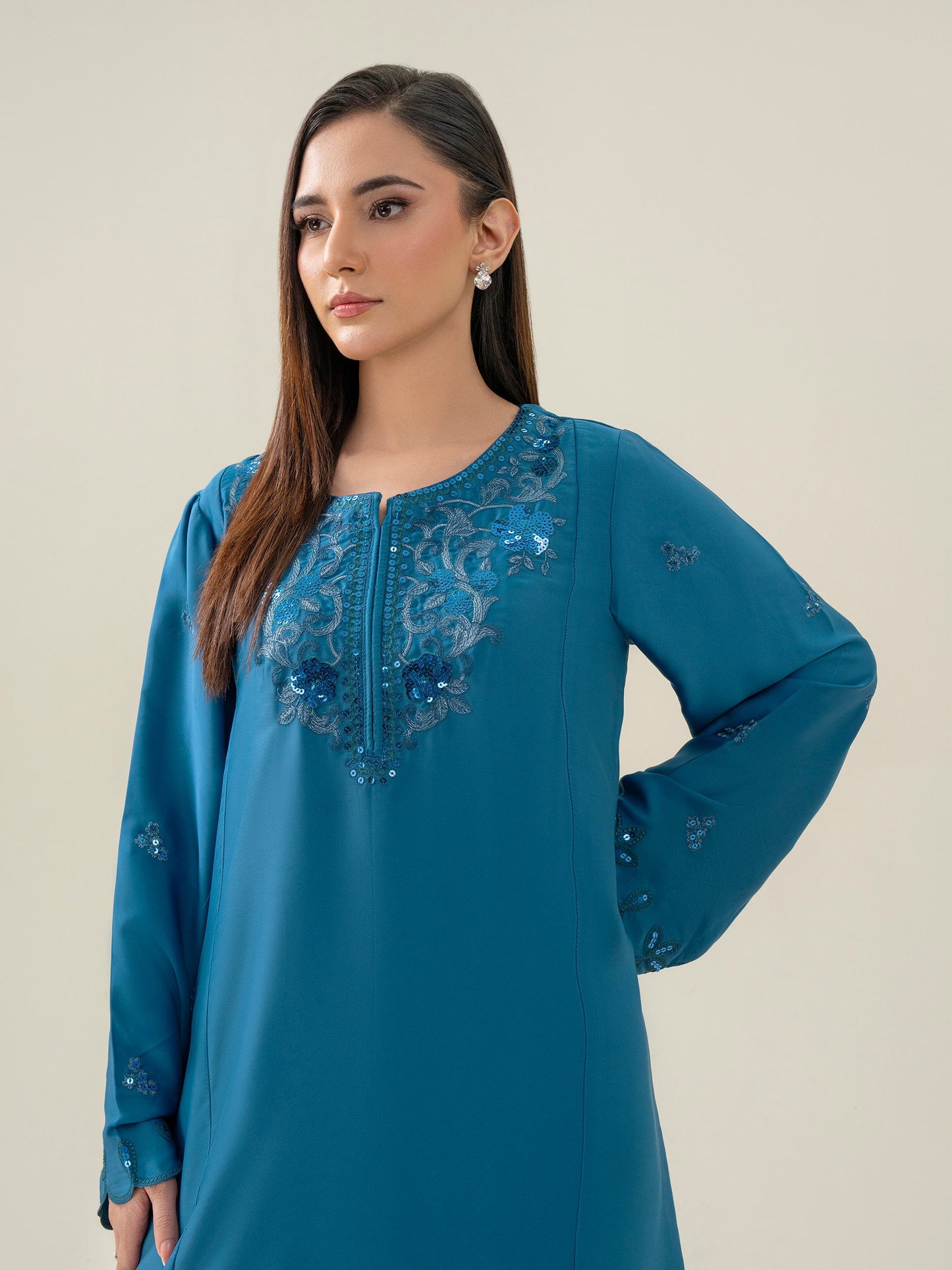 2 Piece Silk Suit-Embroidered (Pret)