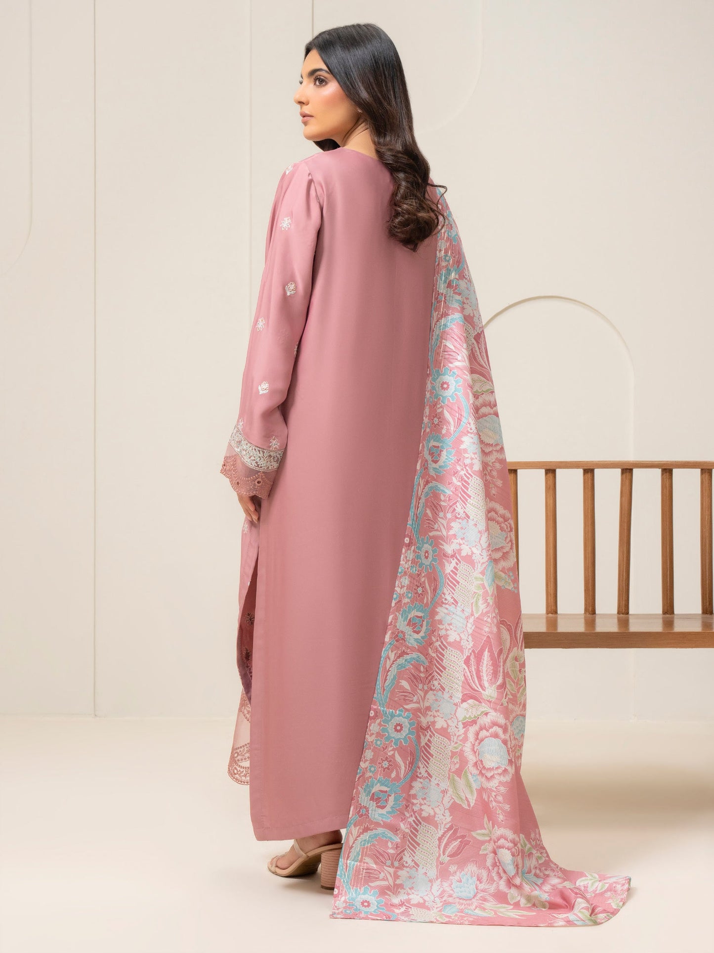 3 Piece Silk Suit-Embroidered (Pret)