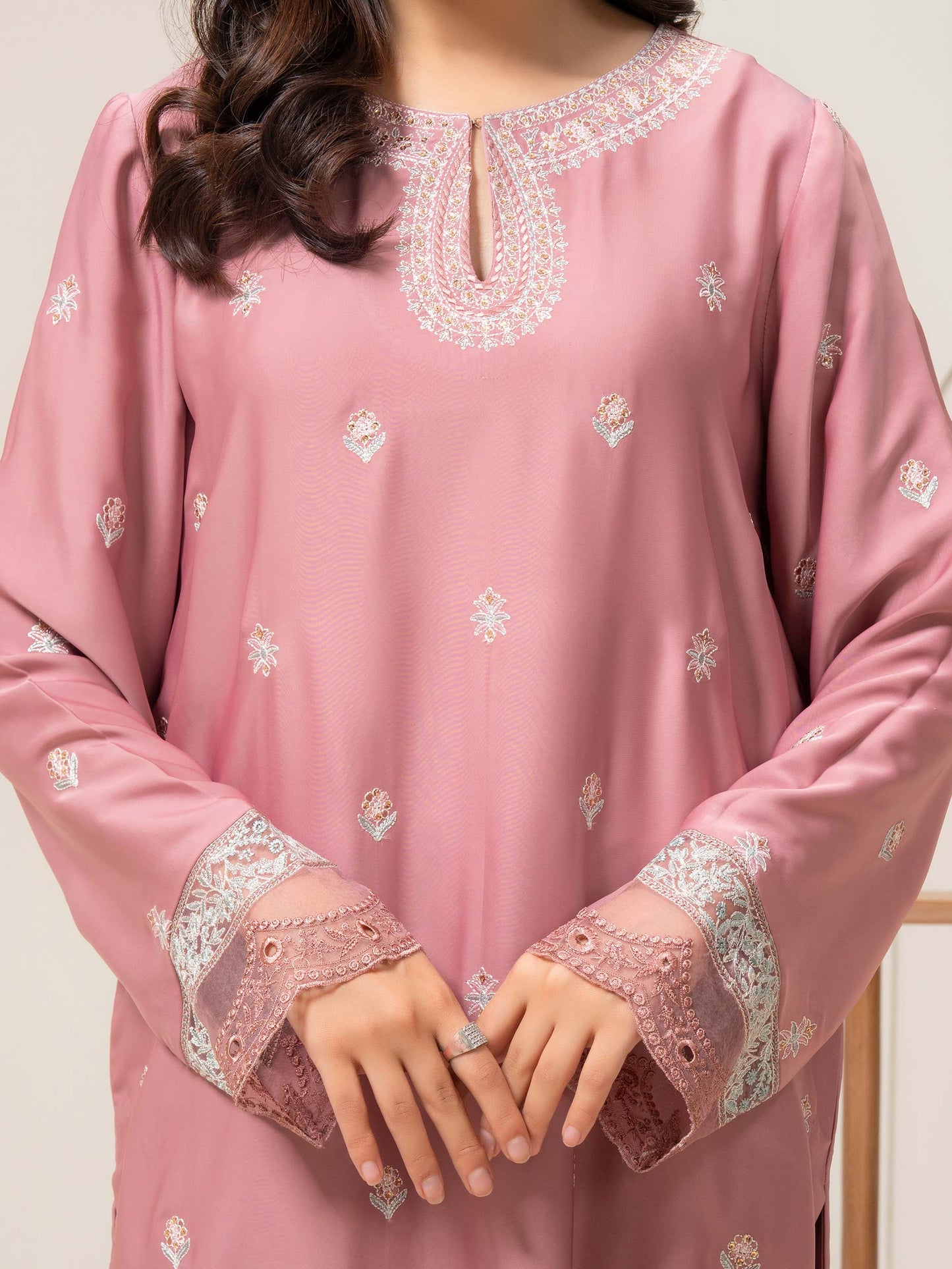 3 Piece Silk Suit-Embroidered (Pret)