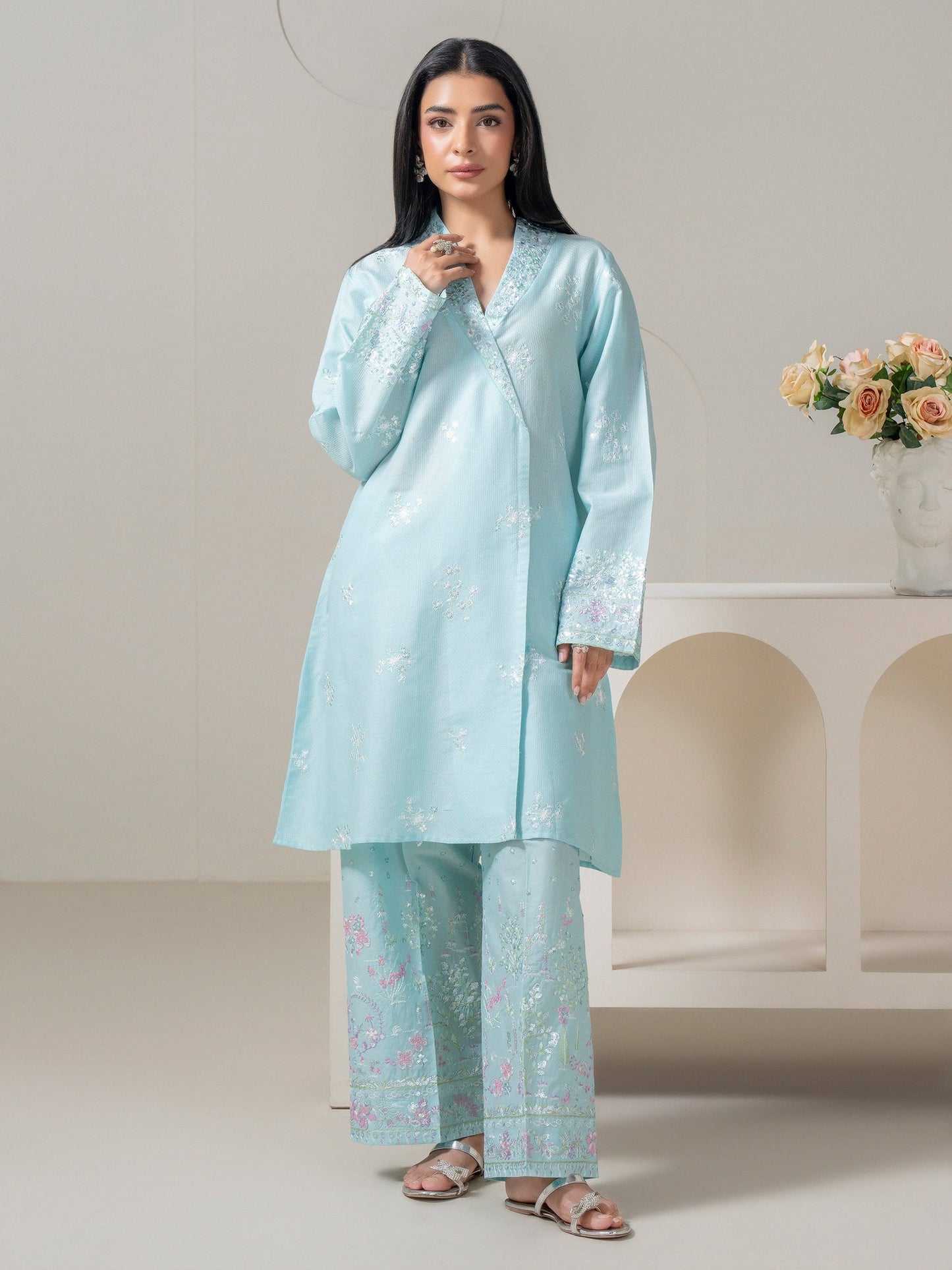 2 Piece Dobby Suit-Embroidered (Pret)
