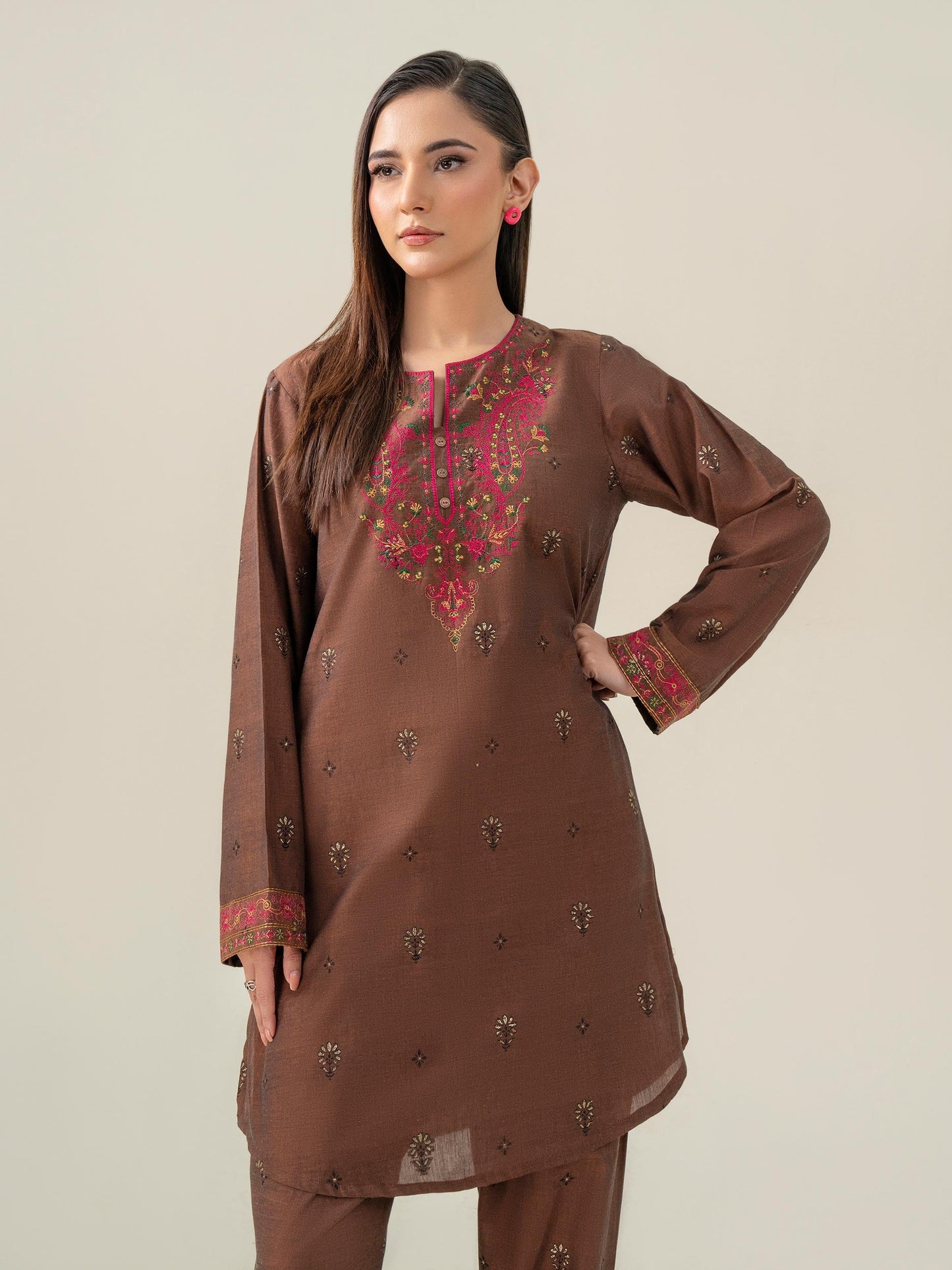 Jacquard Co-Ord Set-Embroidered (Pret)