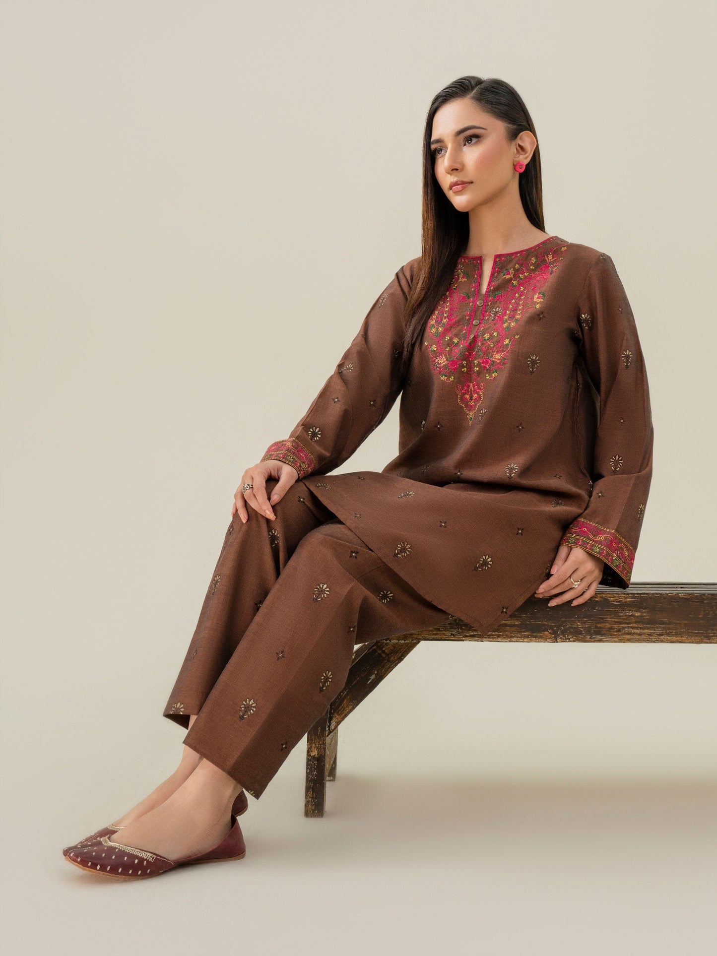 Jacquard Co-Ord Set-Embroidered (Pret)