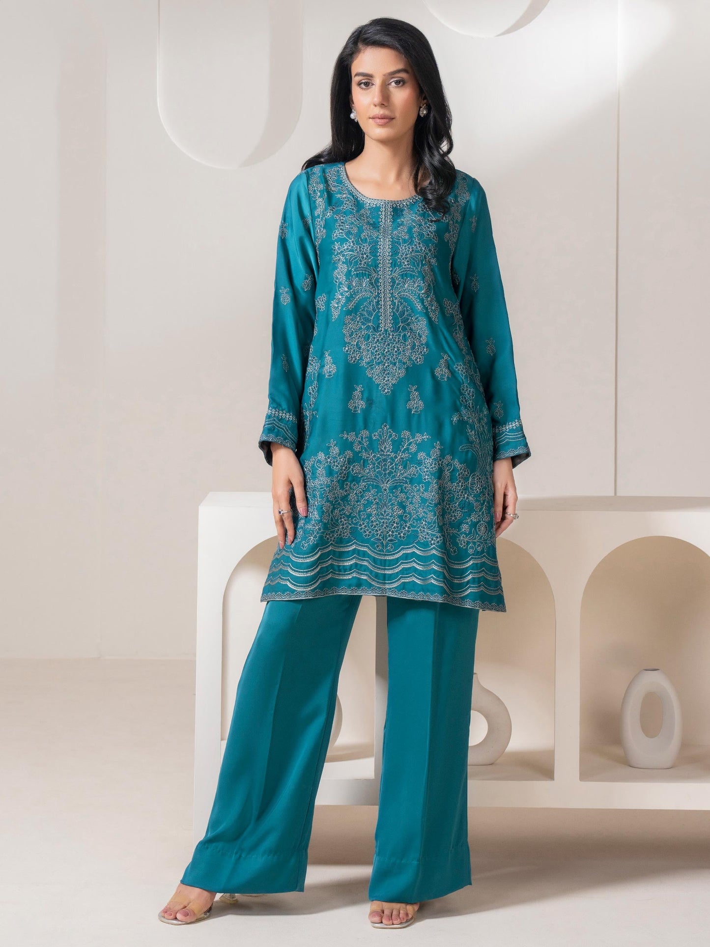 2 Piece Silk Suit-Embroidered (Pret)