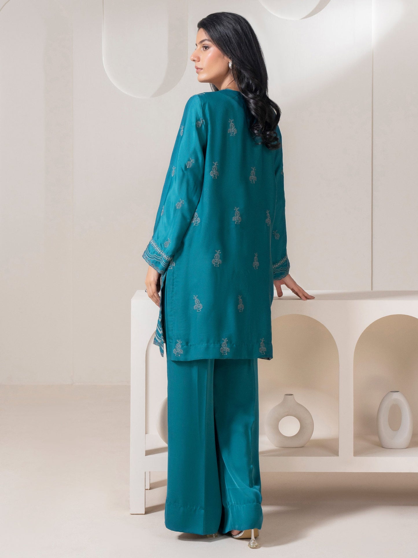 2 Piece Silk Suit-Embroidered (Pret)