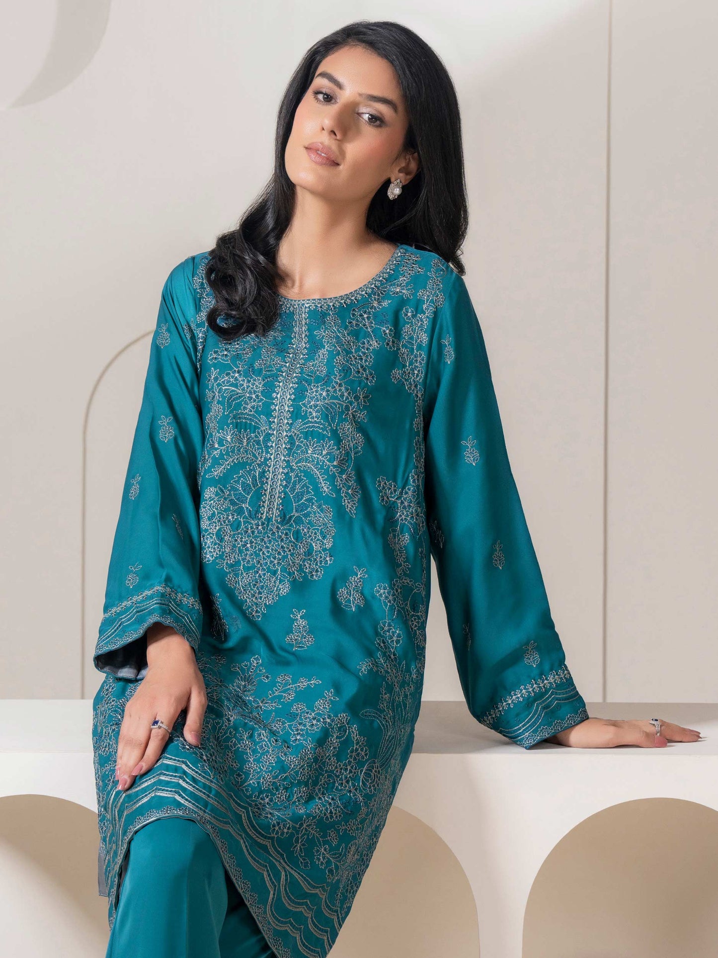2 Piece Silk Suit-Embroidered (Pret)