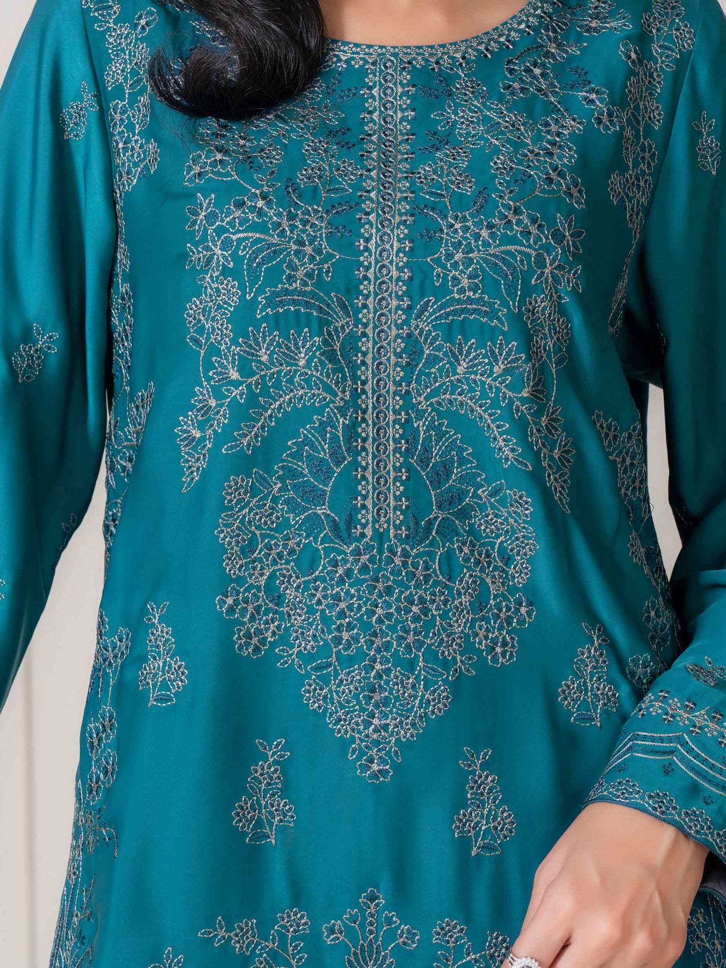 2 Piece Silk Suit-Embroidered (Pret)