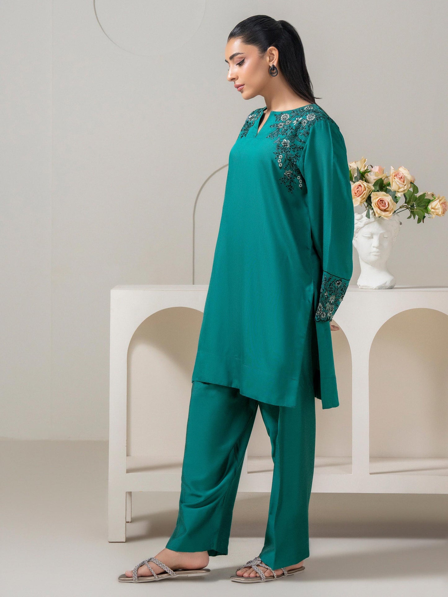 2 Piece Silk Suit-Embroidered (Pret)