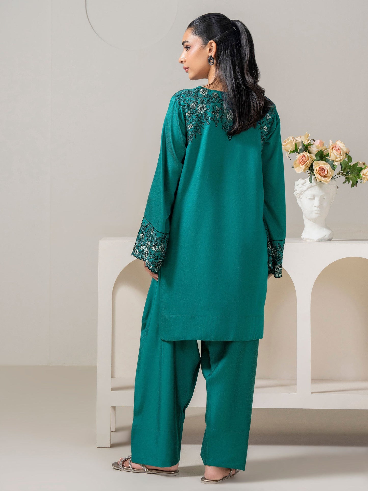 2 Piece Silk Suit-Embroidered (Pret)
