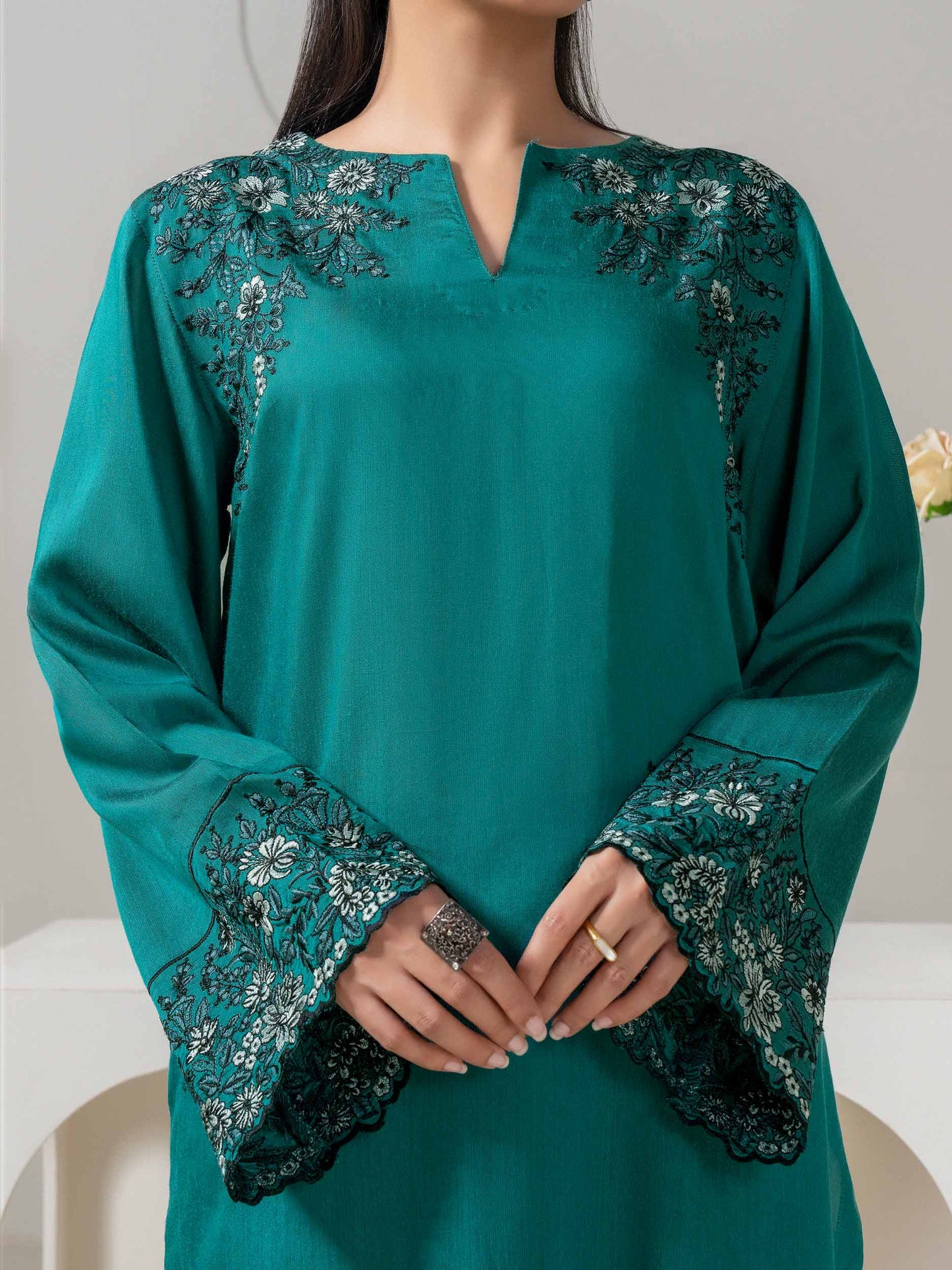 2 Piece Silk Suit-Embroidered (Pret)