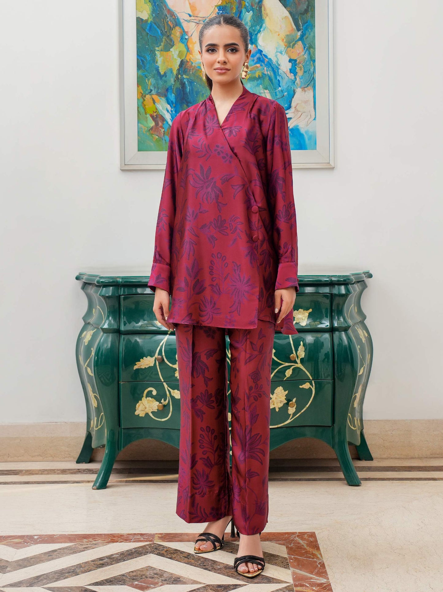 Silk Co-ord Set-Printed (Pret)