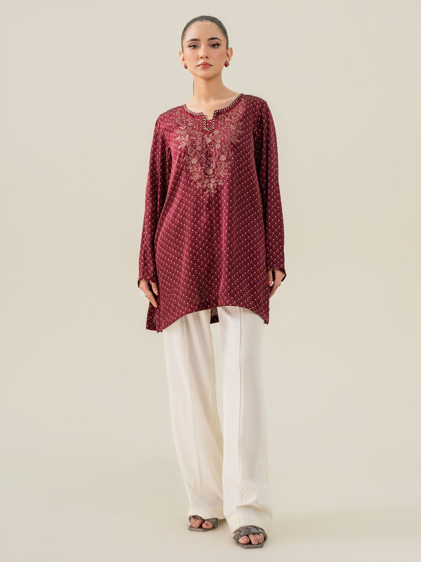 Embroidered Silk Top