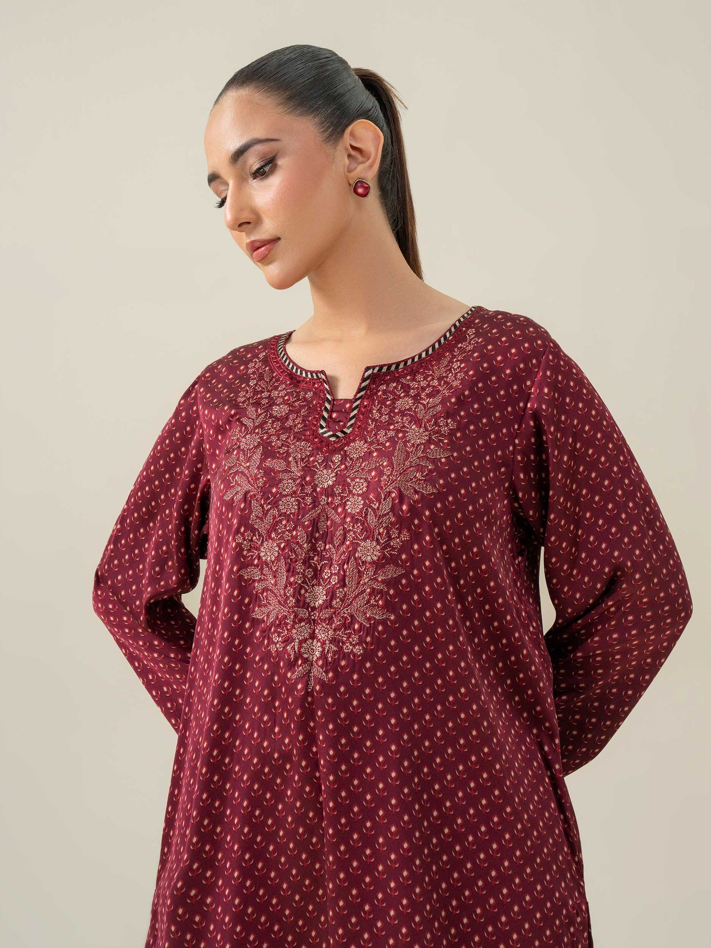 Embroidered Silk Top