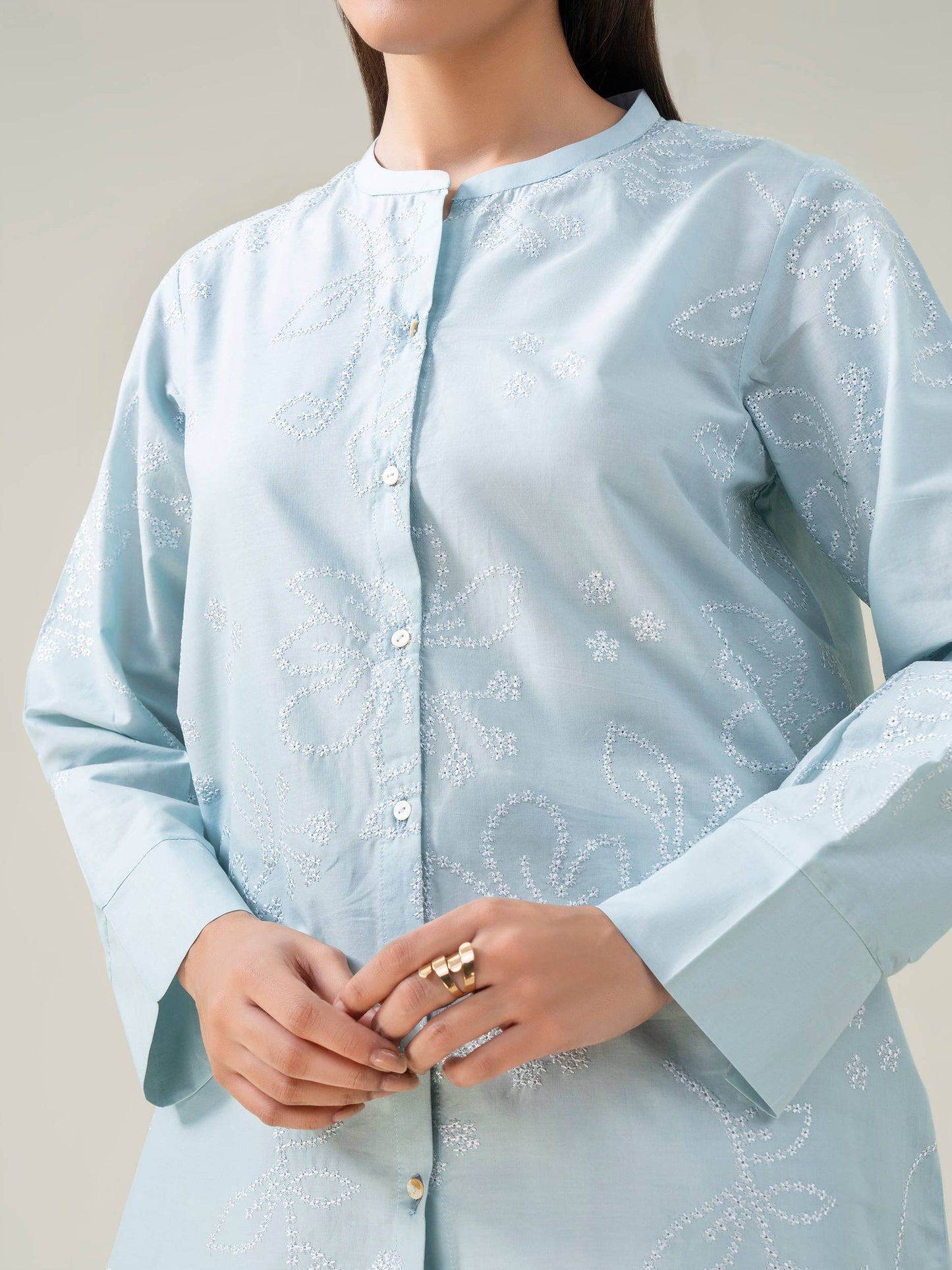 Cambric Kurti-Embroidered (Pret)