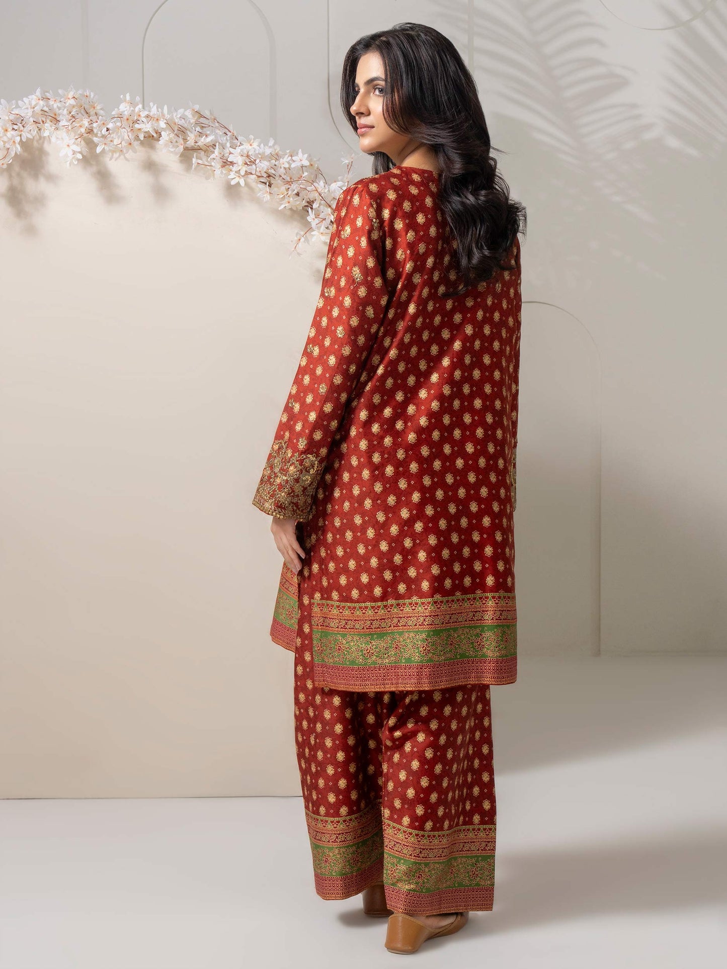 2 Piece Satin Suit-Embellished (Pret)