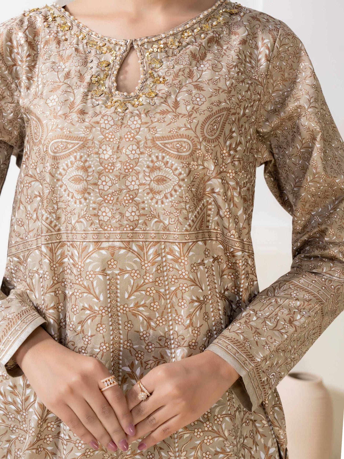Satin Shirt-Embellished (Pret)