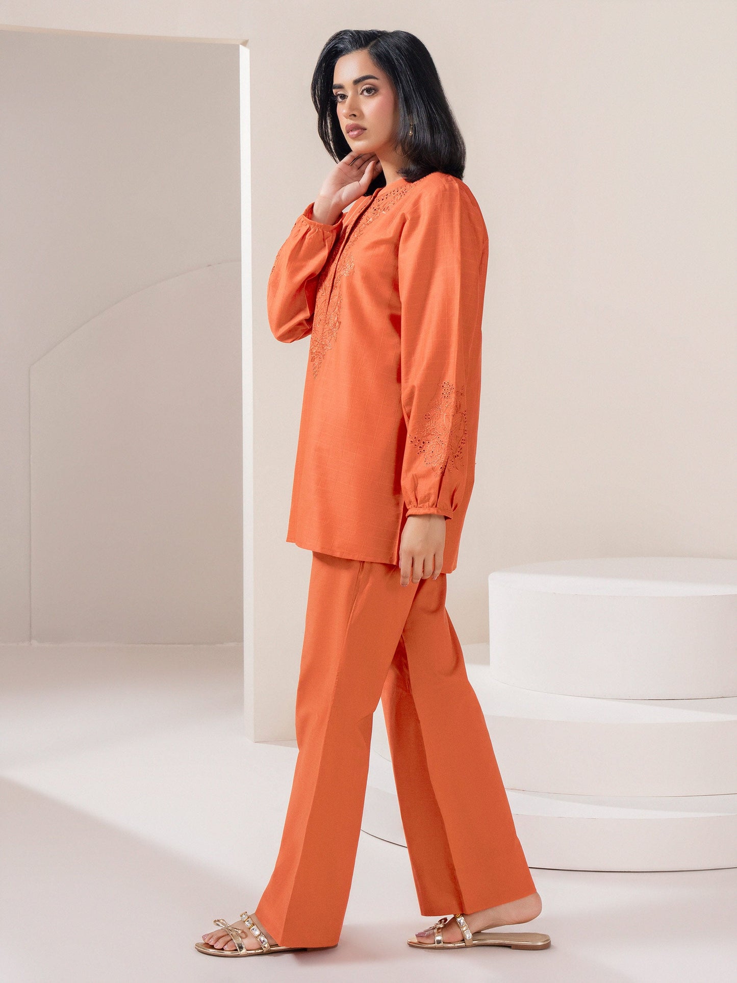 Lawn Co-ord Set-Embroidered (Pret)