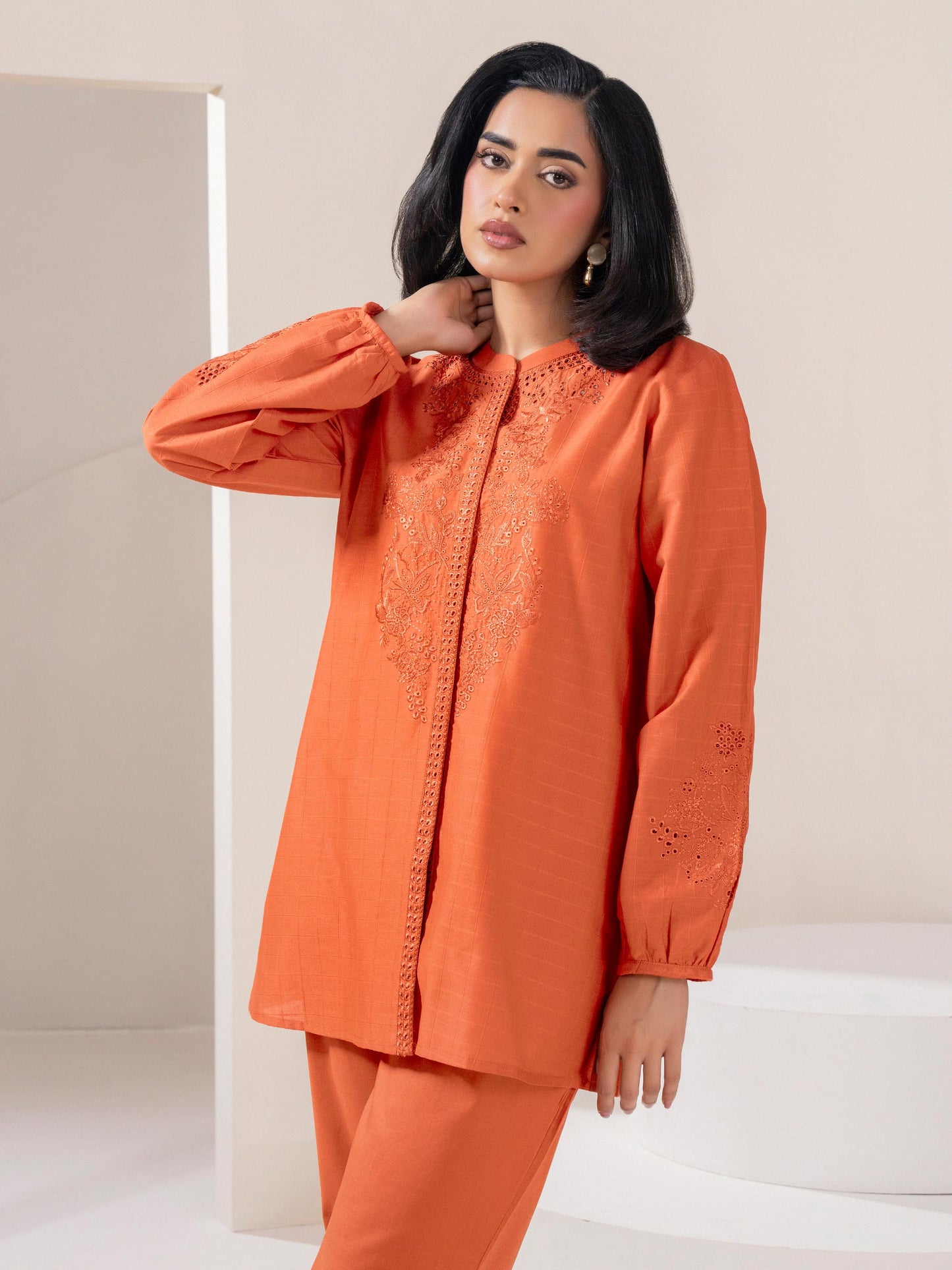 Lawn Co-ord Set-Embroidered (Pret)
