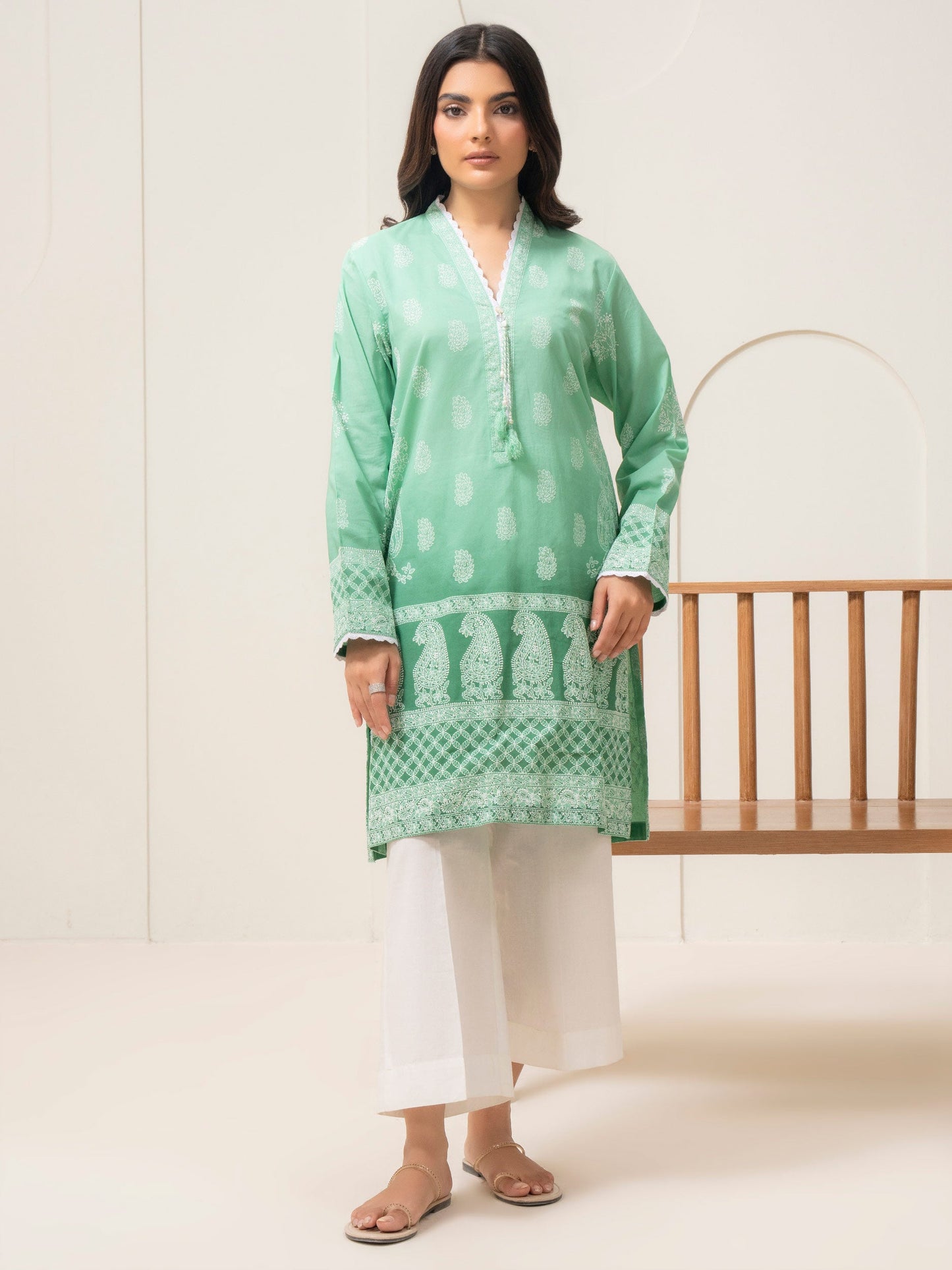 Lawn Top-Emboss Print (Pret)
