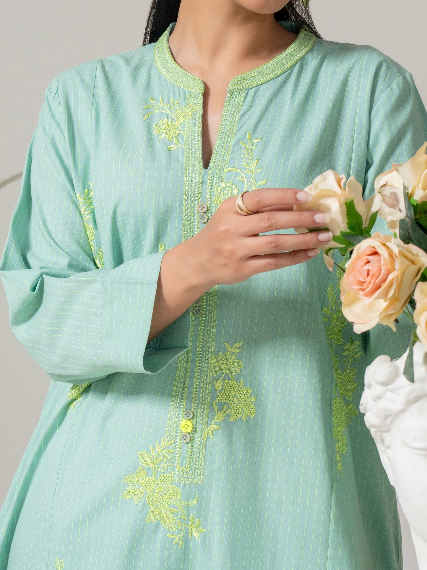 2 Piece Yarn Dyed Suit-Embroidered (Pret)