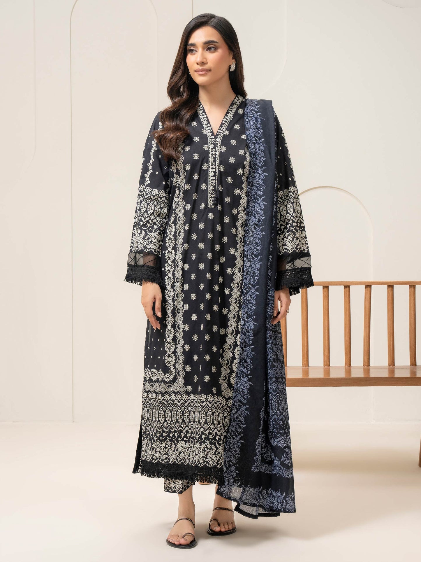 3 Piece Lawn Suit-Paste-Print (Pret)