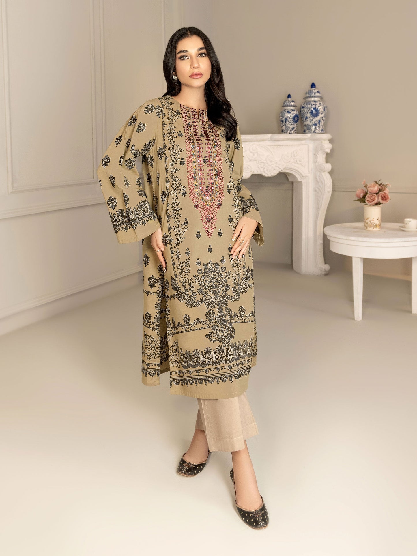 Winter Cotton Shirt-Embroidered(Unstitched)
