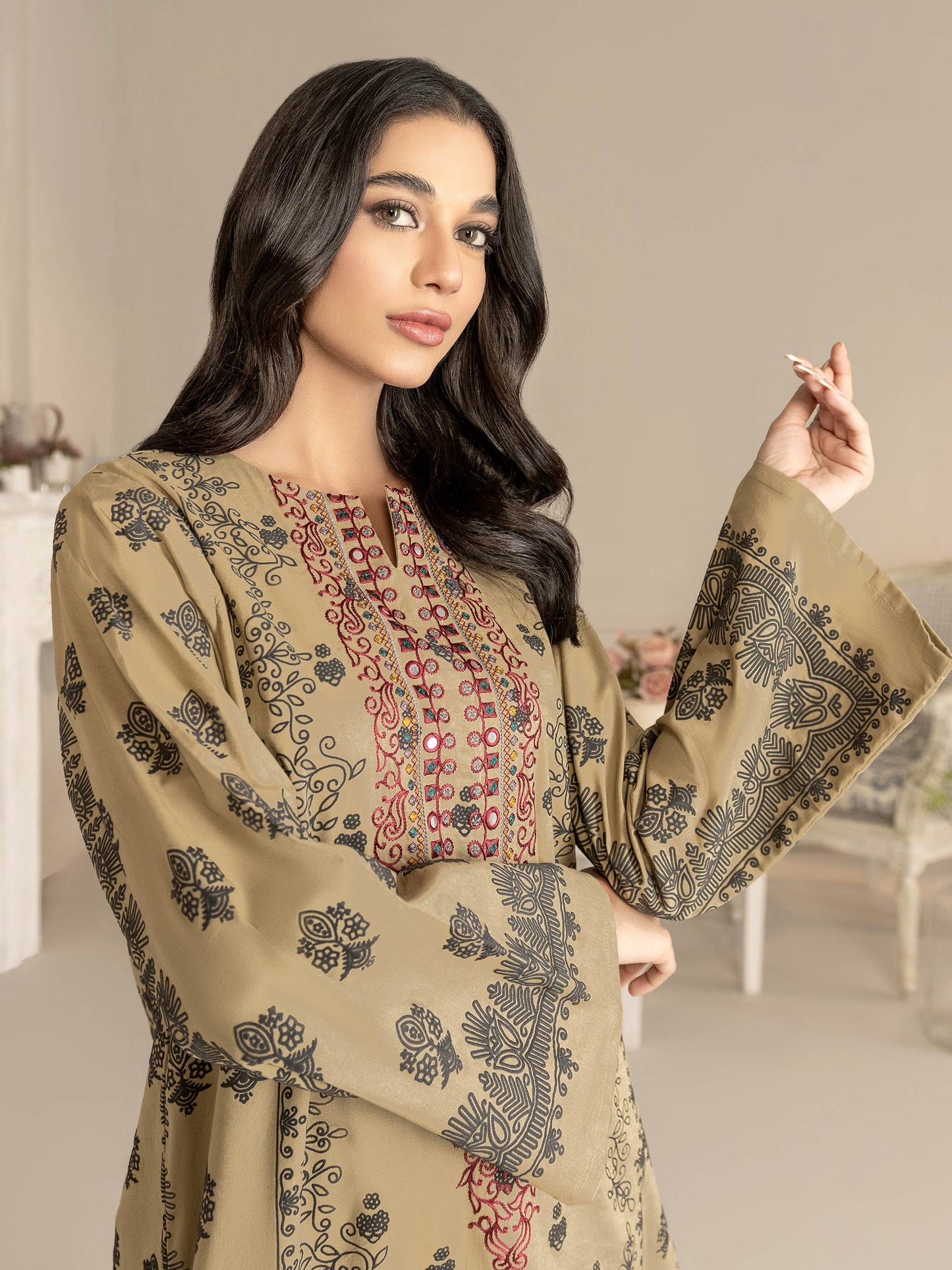 Winter Cotton Shirt-Embroidered(Unstitched)