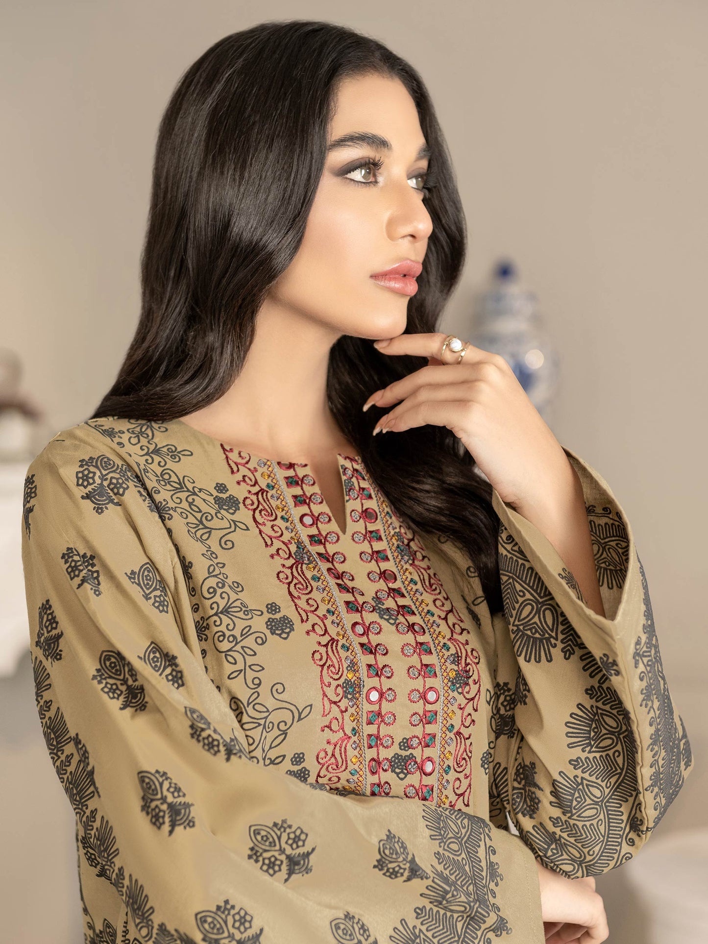 Winter Cotton Shirt-Embroidered(Unstitched)