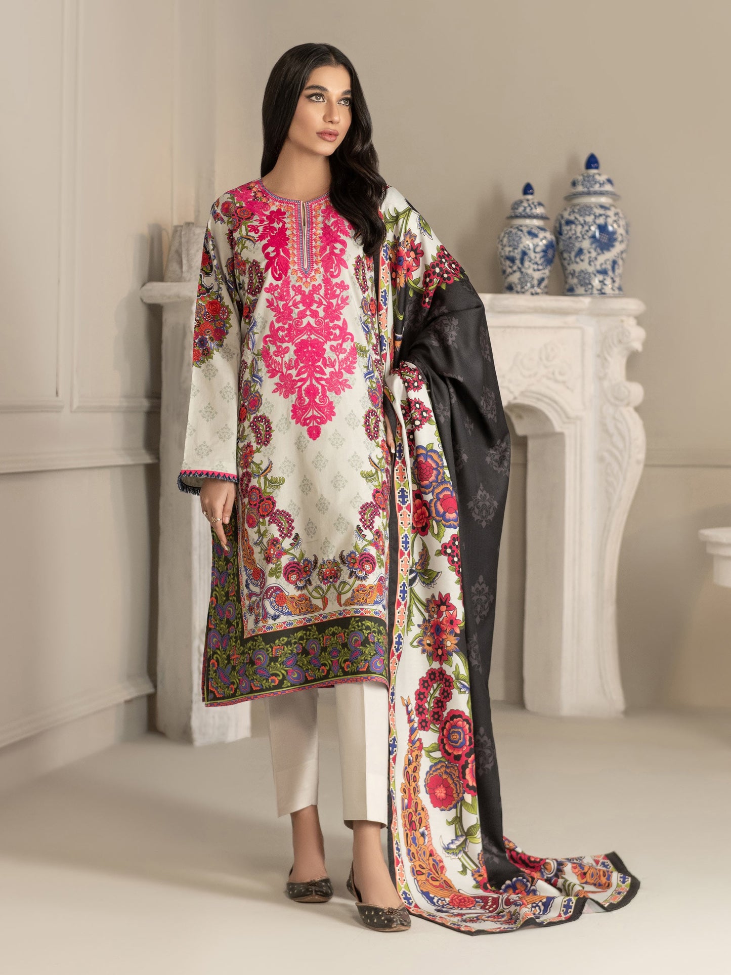 2 Piece Winter Cotton Suit-Embroidered(Unstitched)