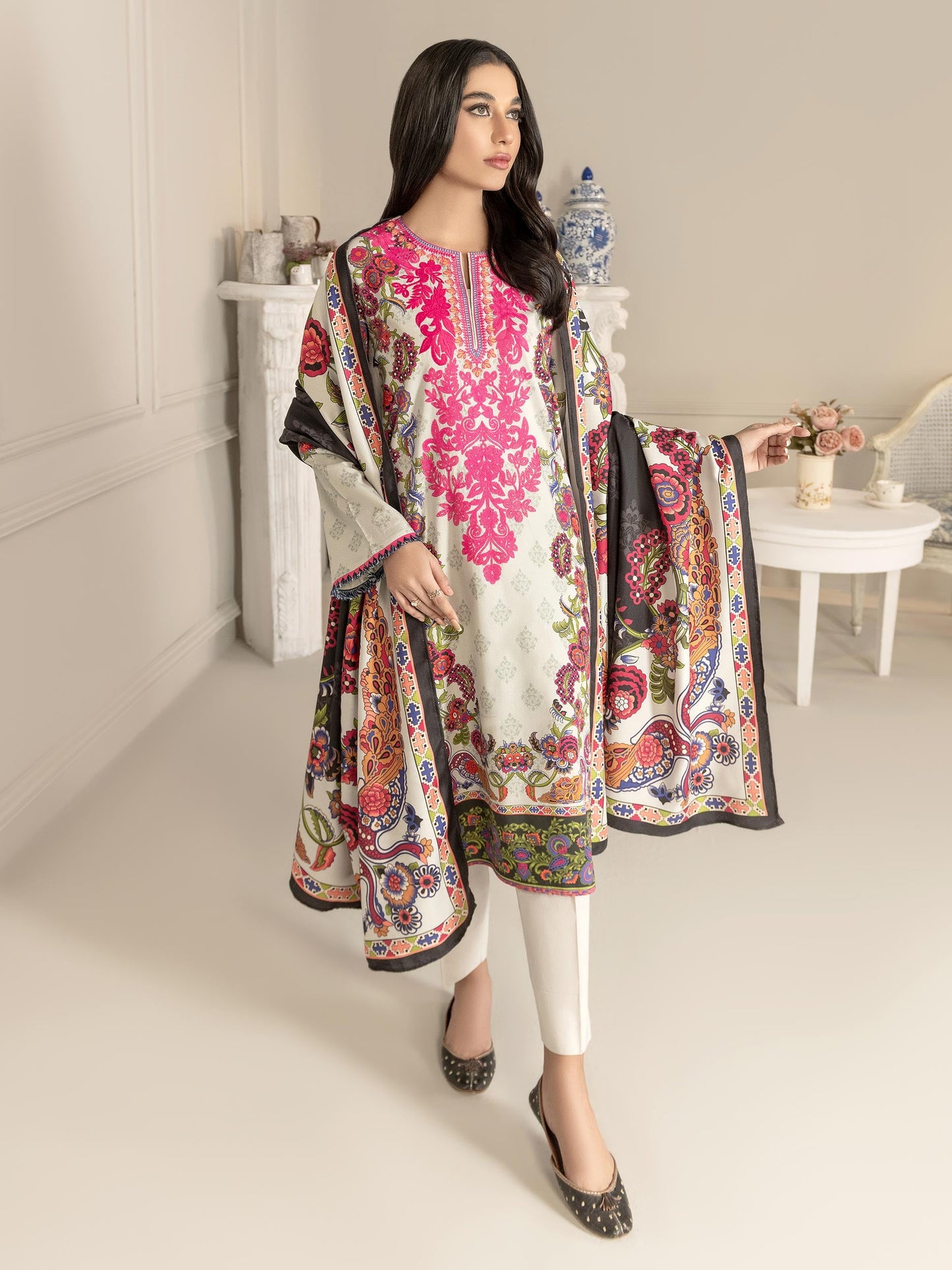 2 Piece Winter Cotton Suit-Embroidered(Unstitched)